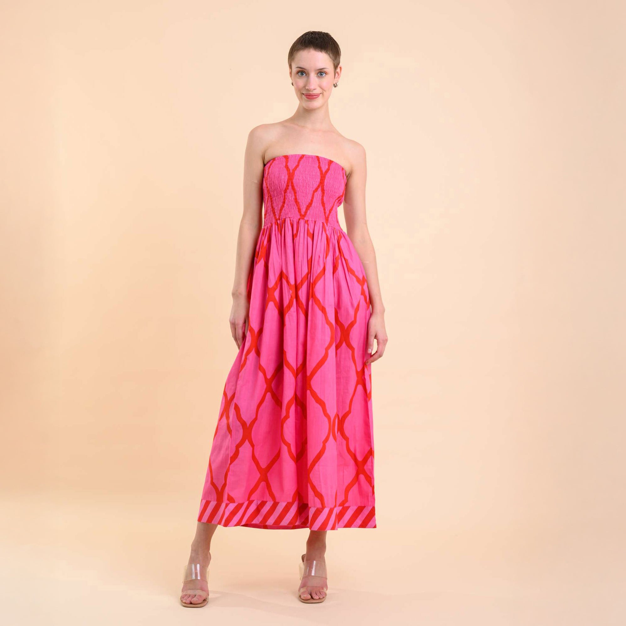 Alba Dress - Odyssey Pink Grid