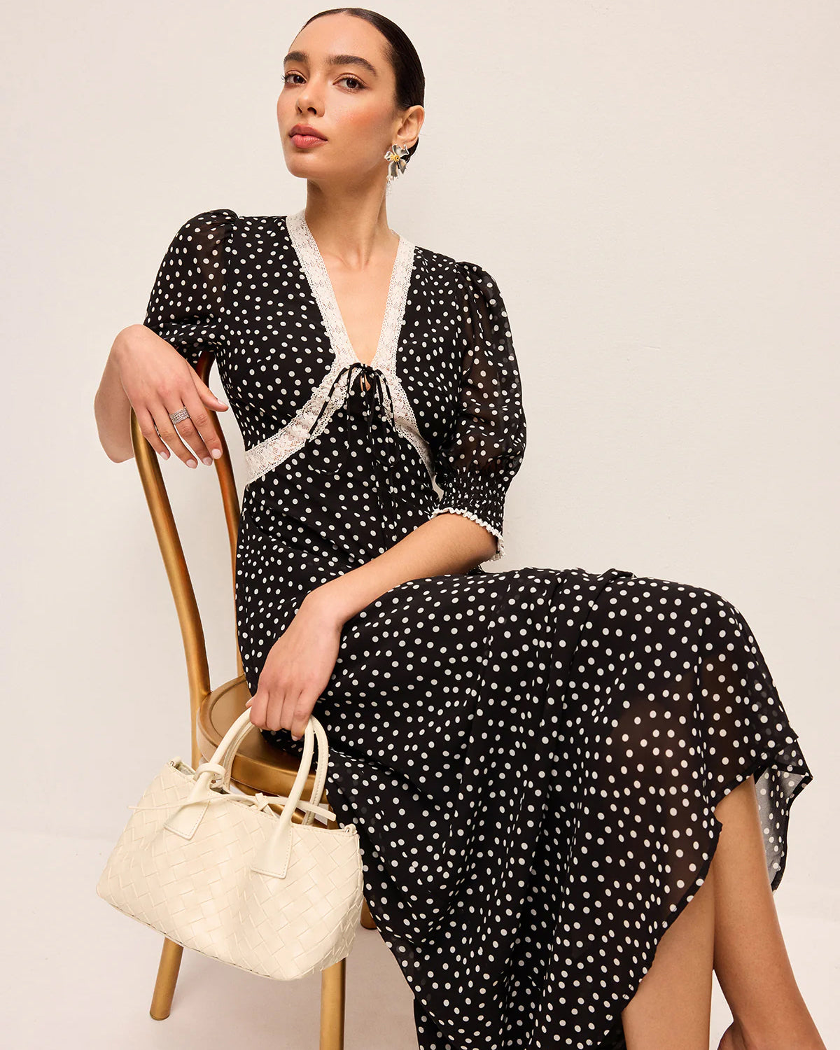 Amina Dress Layla Dot - Navy