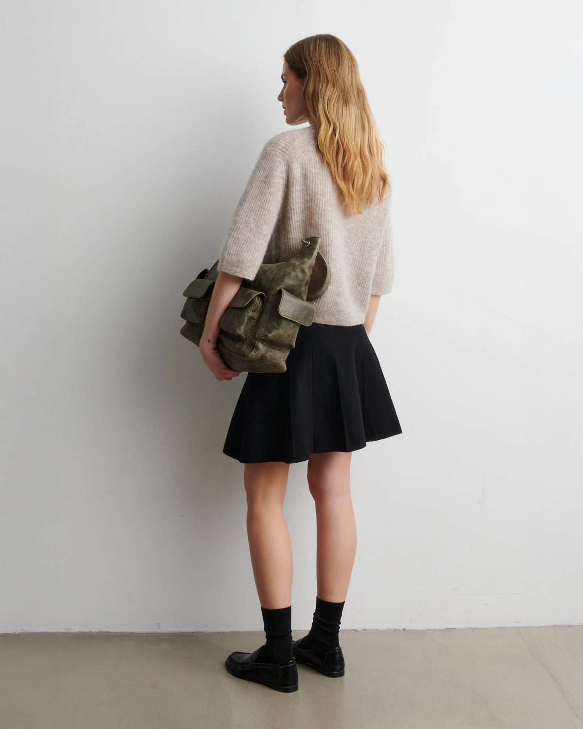 Andrea Knit Rib Cardigan - Light Beige Melange