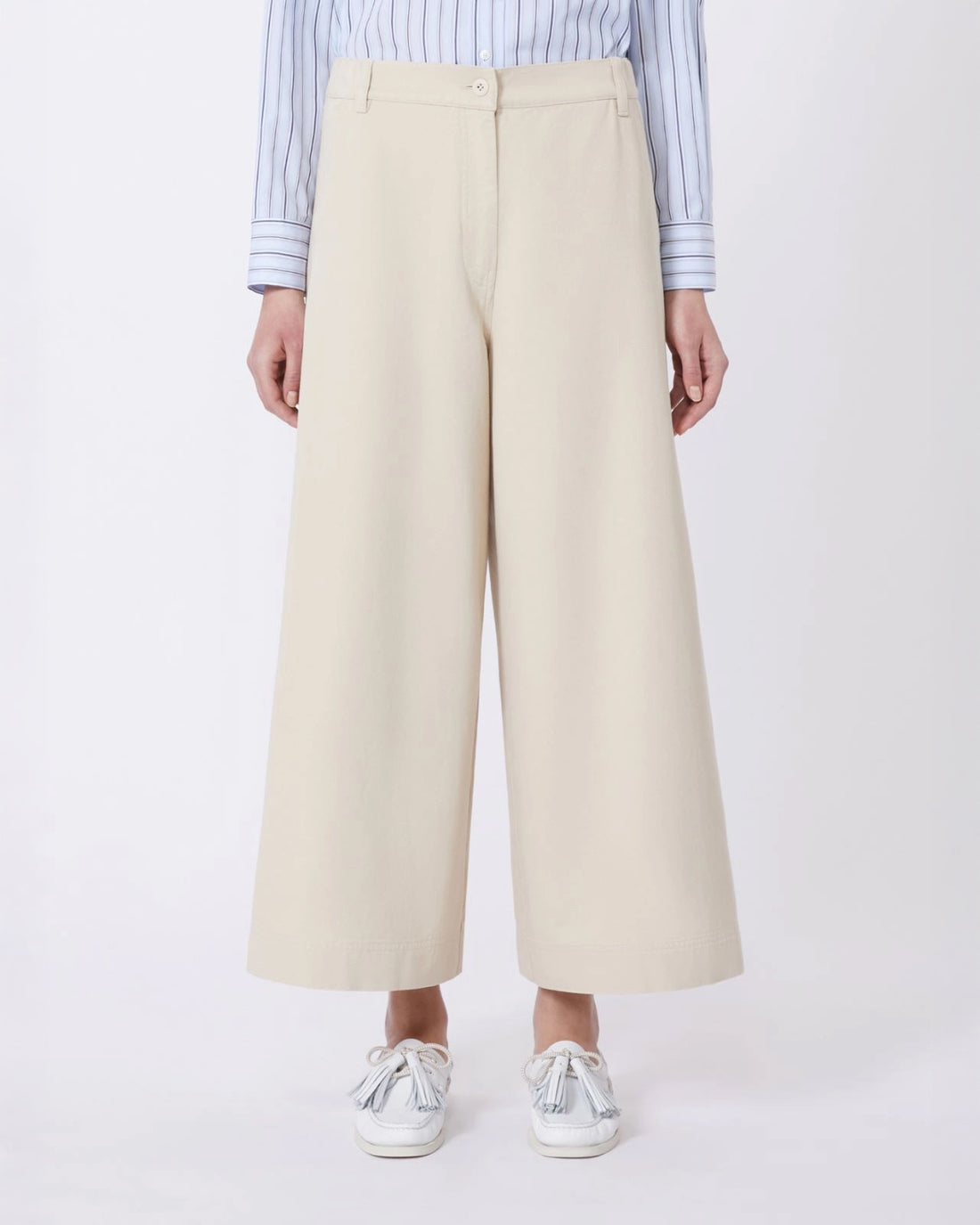 Ariete Cotton Wide Leg Trousers - Sand