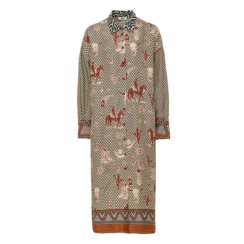 Athena Collar Button Up Dress - Rodeo