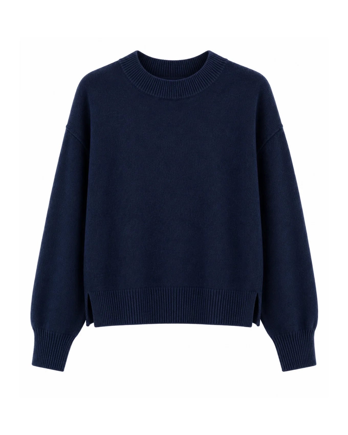 Aurora Long Sleeve Round Neck Jumper - Navy Blue