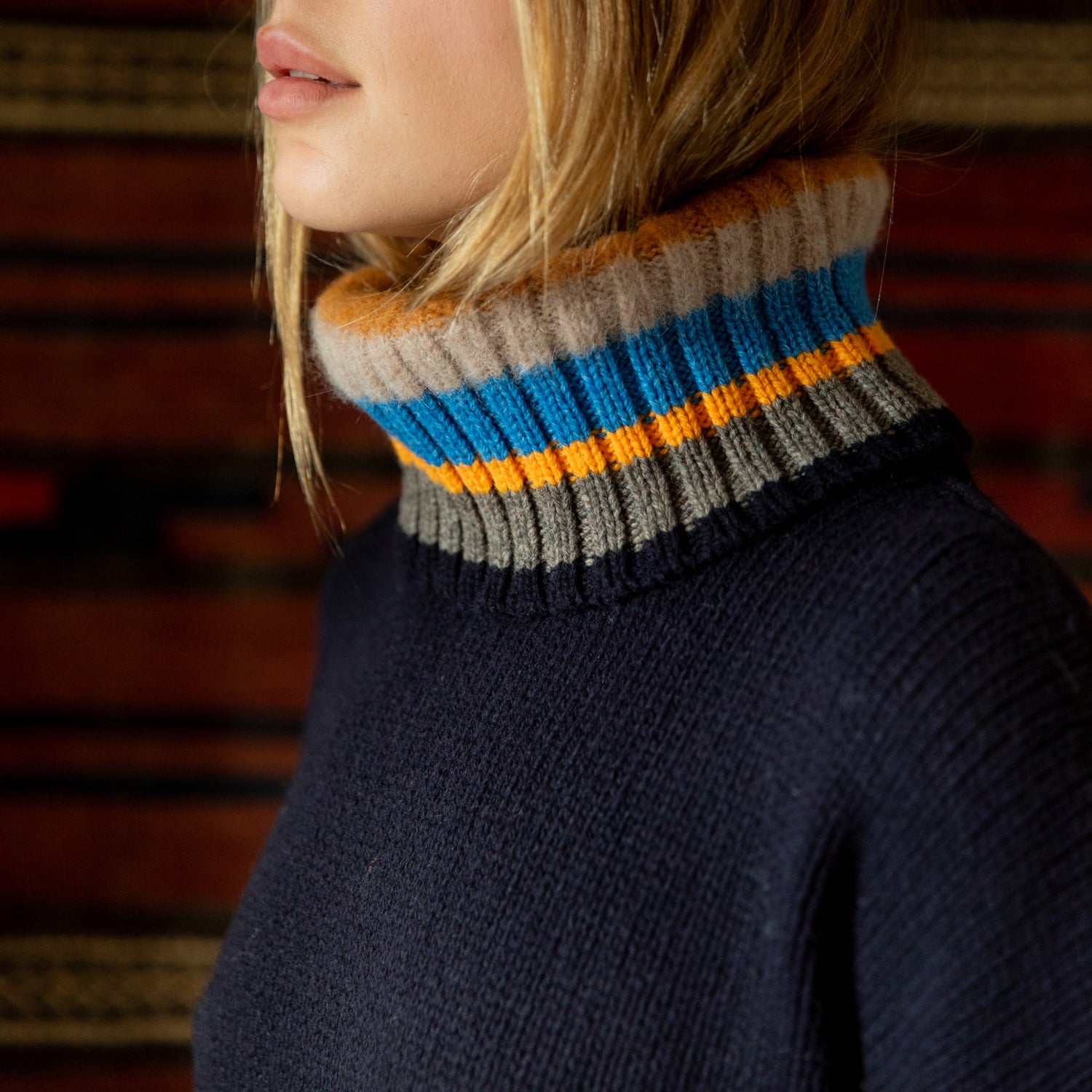 Bailey Roll Neck Jumper - Navy