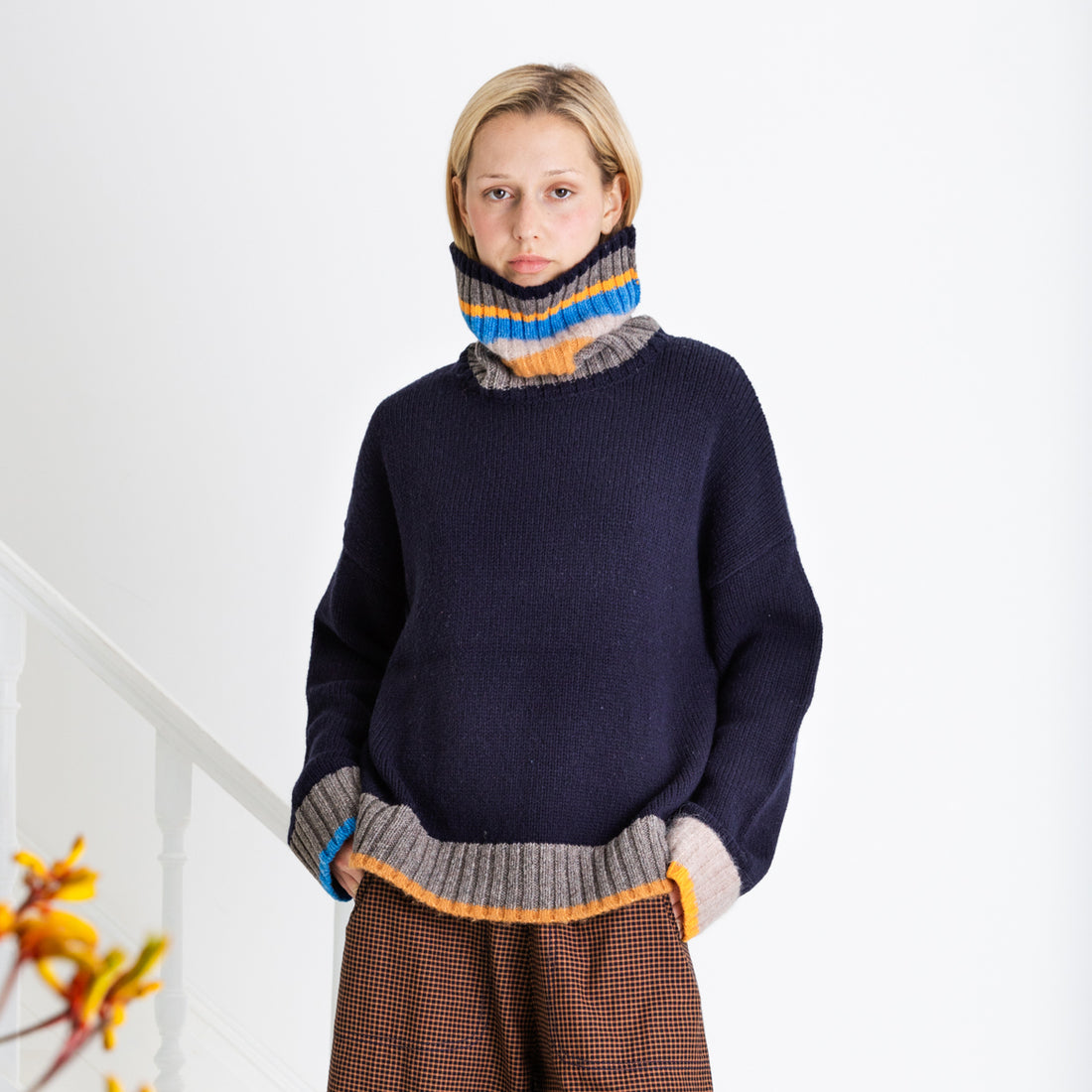 Bailey Roll Neck Jumper - Navy