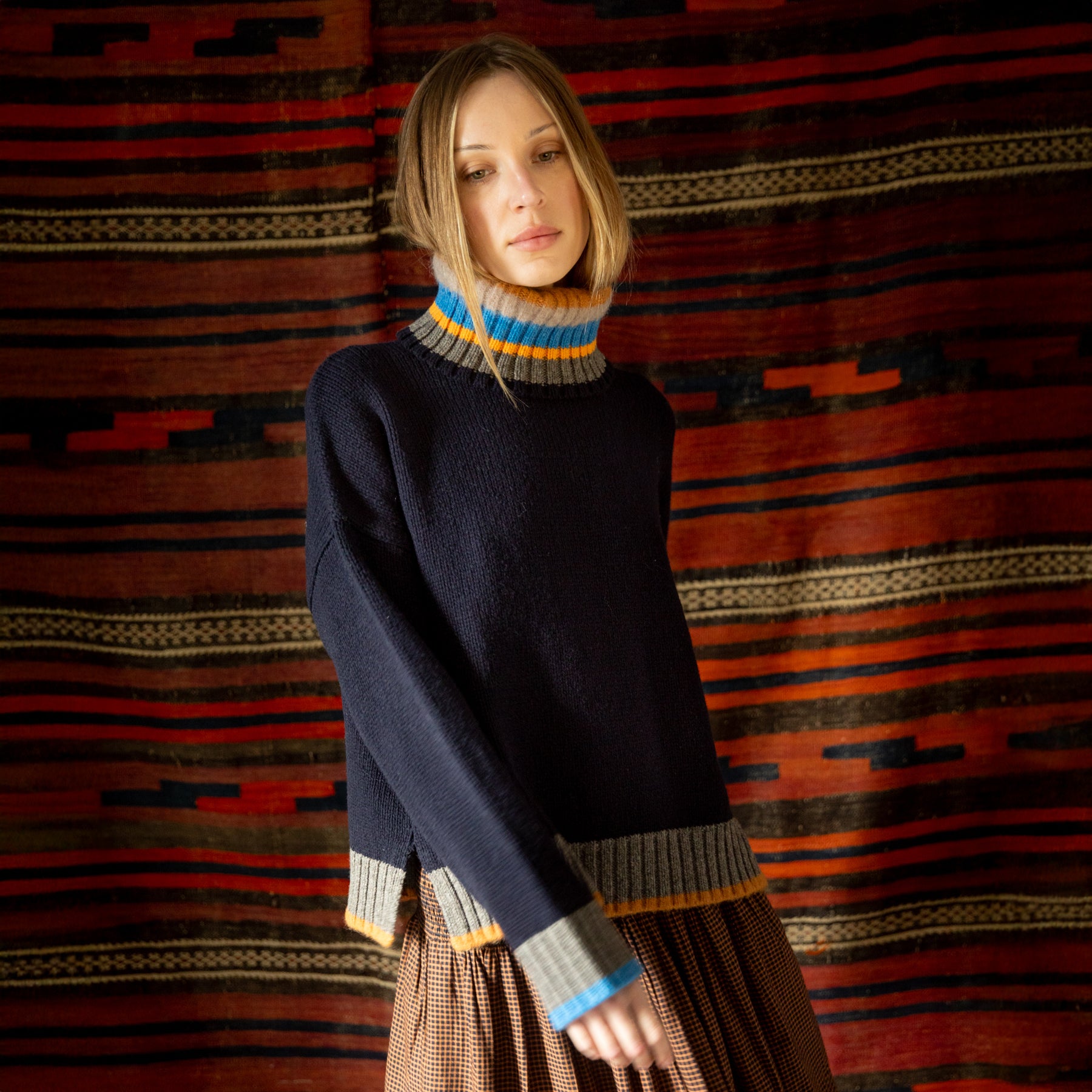 Bailey Roll Neck Jumper - Navy