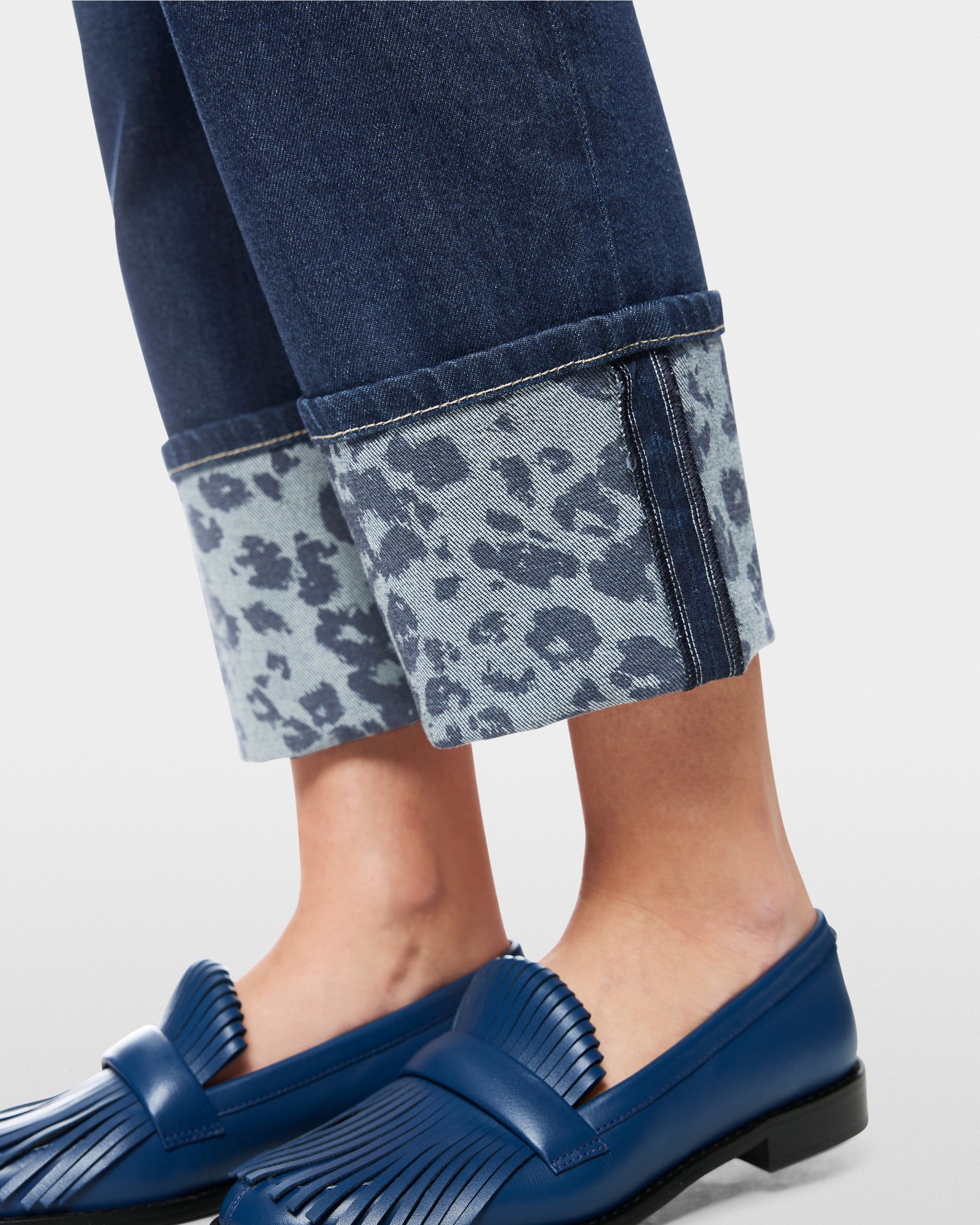 Fendou Jean Leopard Turn Up - Denim