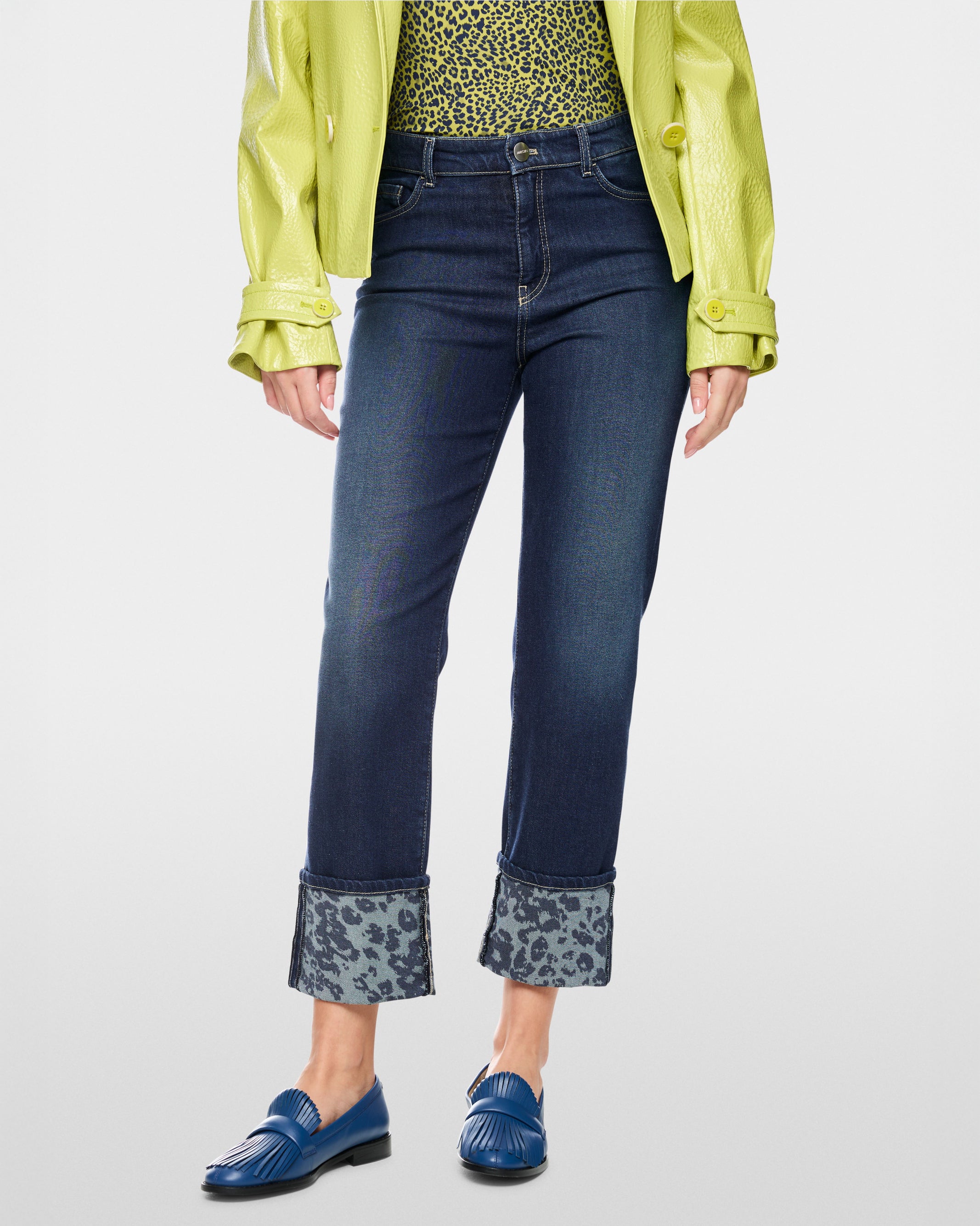 Fendou Jean Leopard Turn Up - Denim