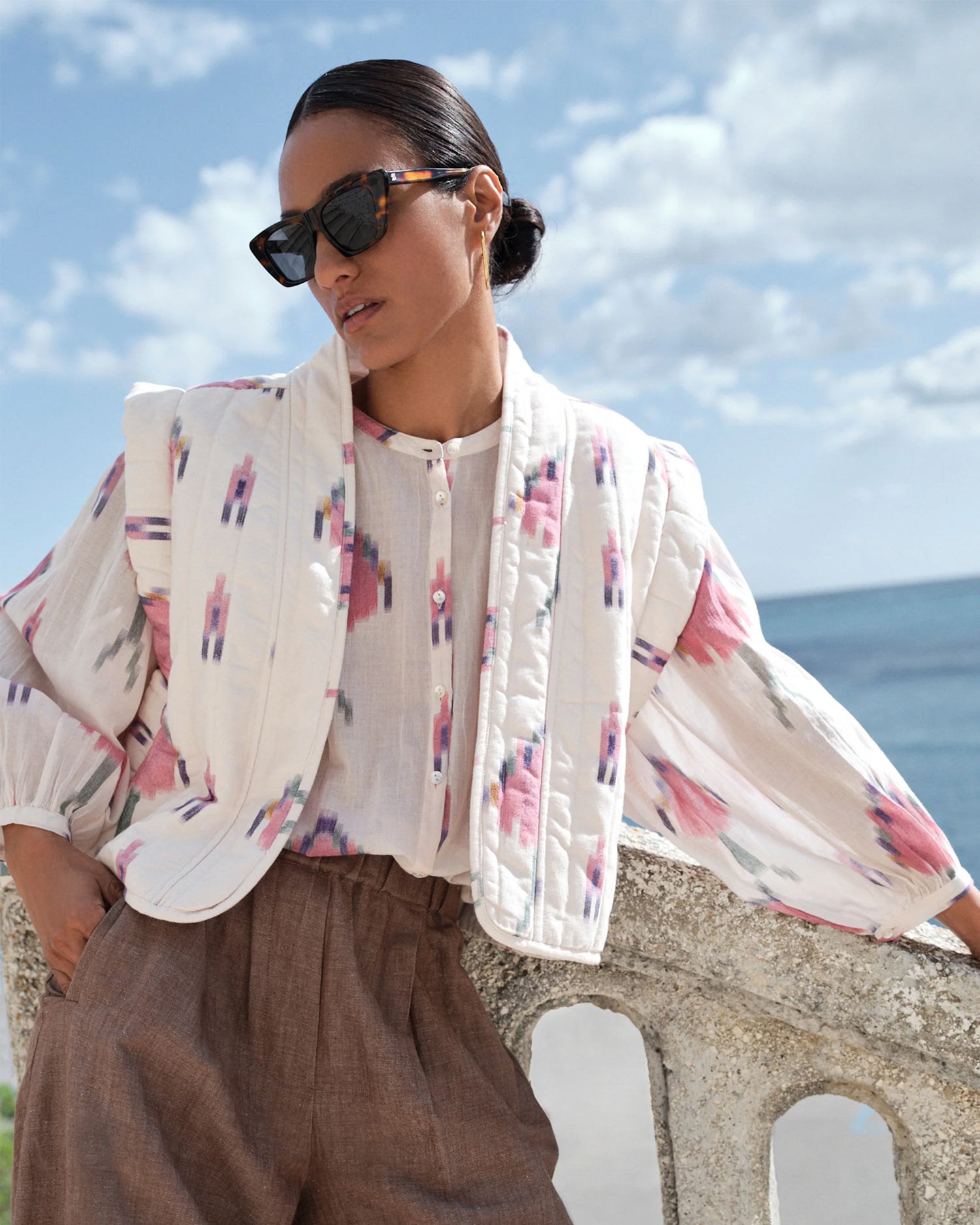 Becky Ikat Blouse - Spring Pink