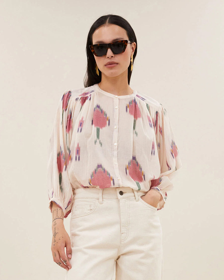 Becky Ikat Blouse - Spring Pink
