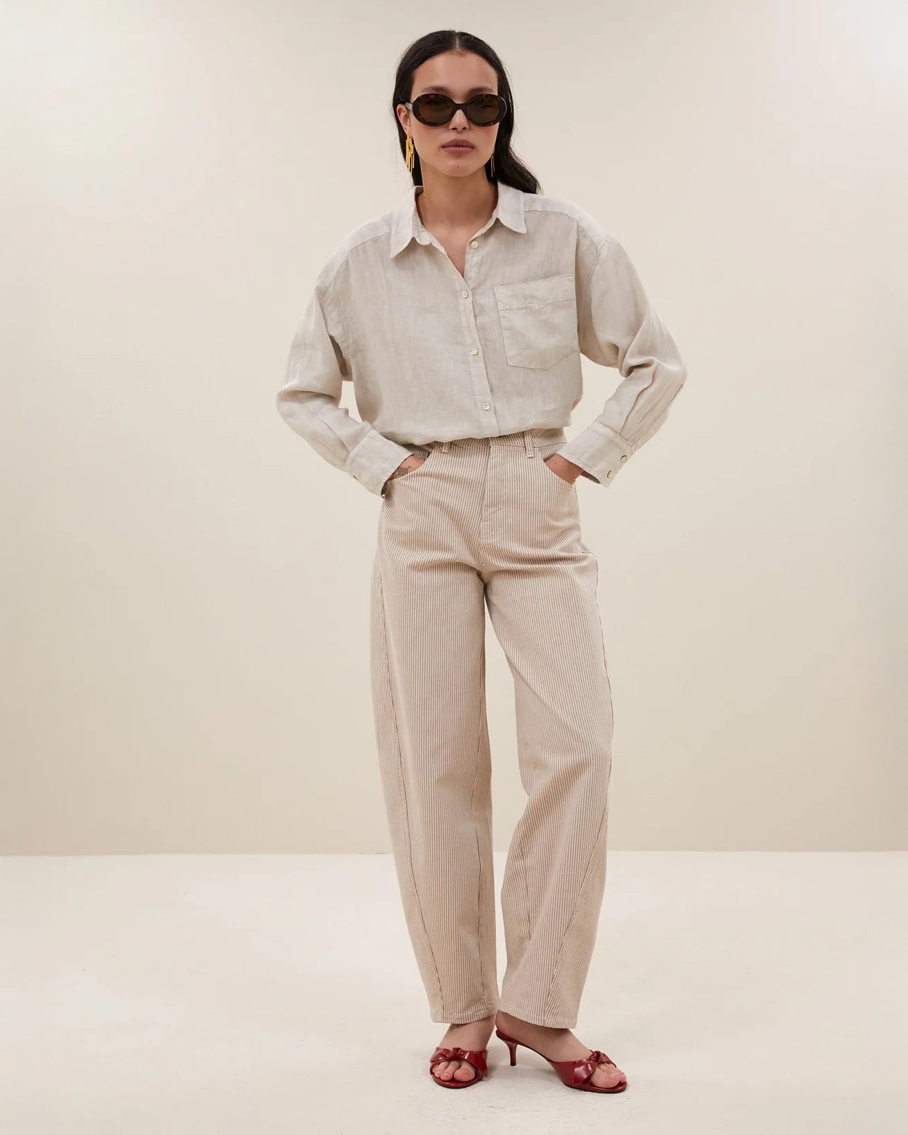 Begum Stripe Jean - Sand Stripe