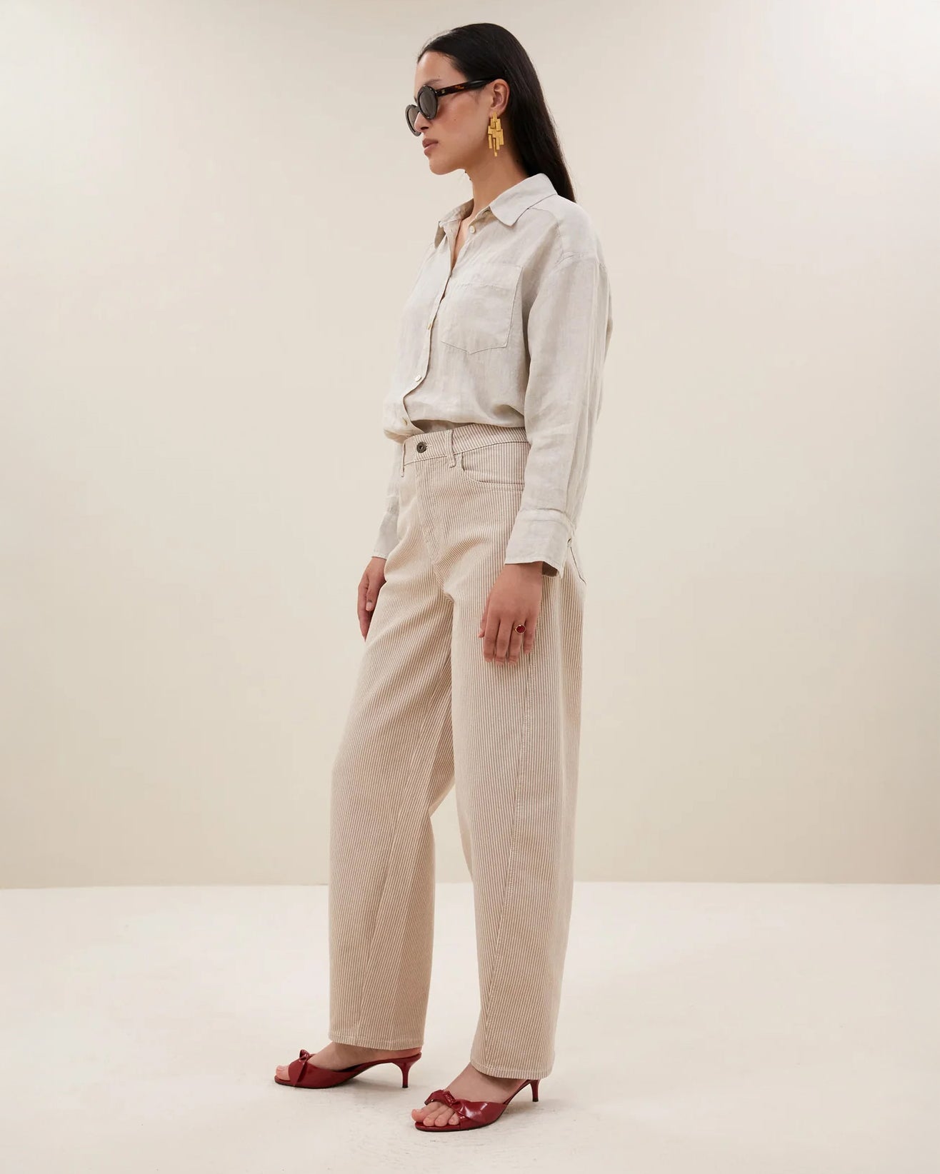 Begum Stripe Jean - Sand Stripe