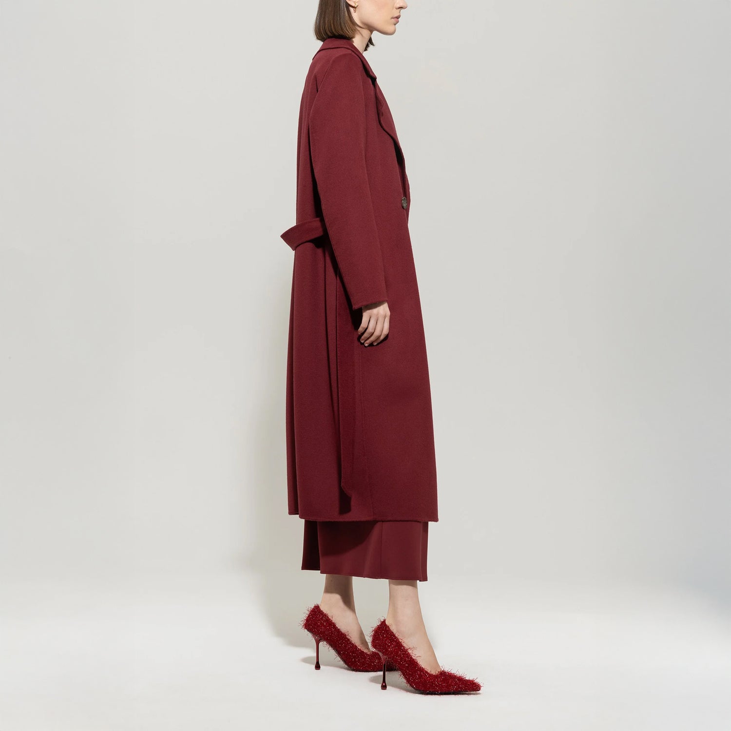 Belted Coat - Berry Red