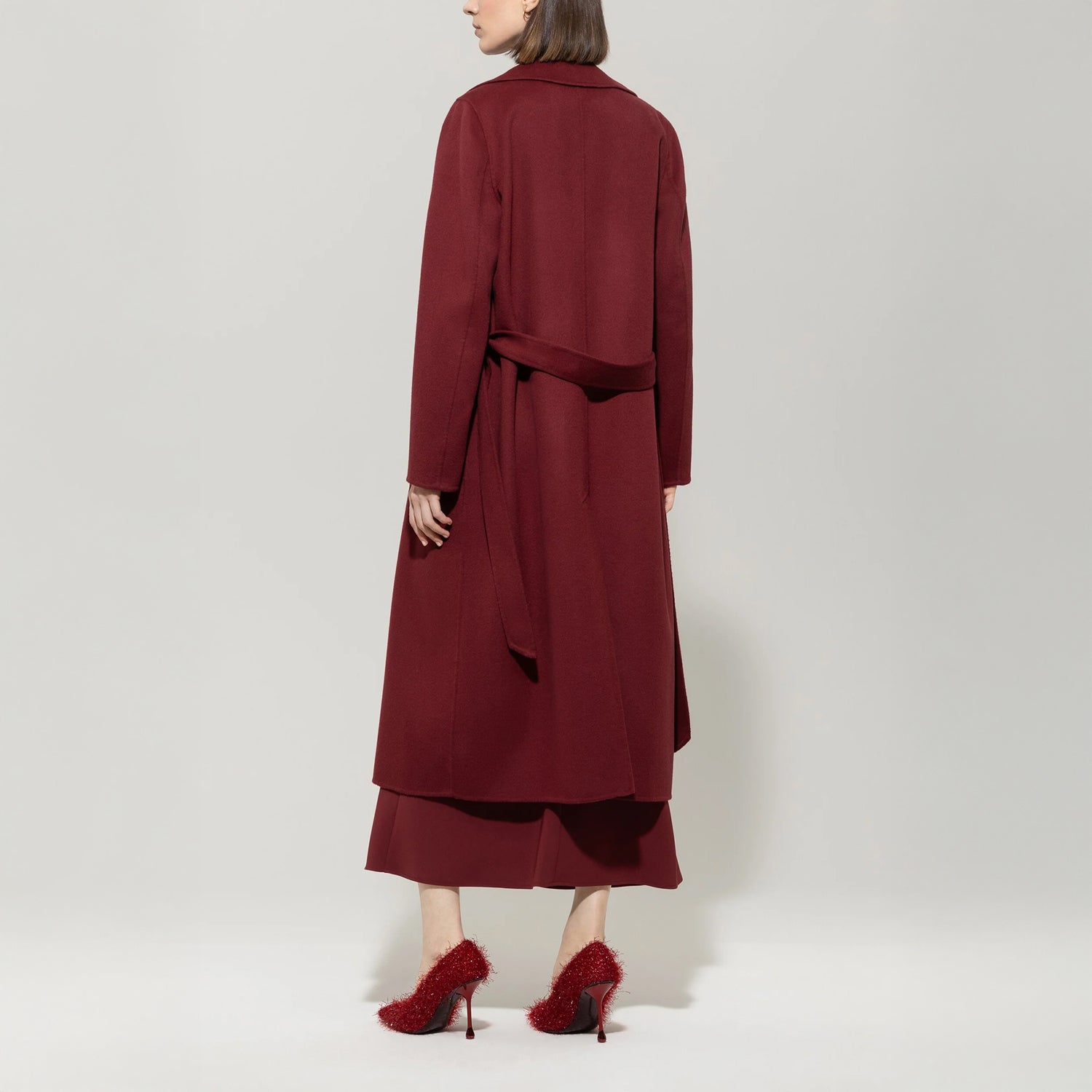 Belted Coat - Berry Red