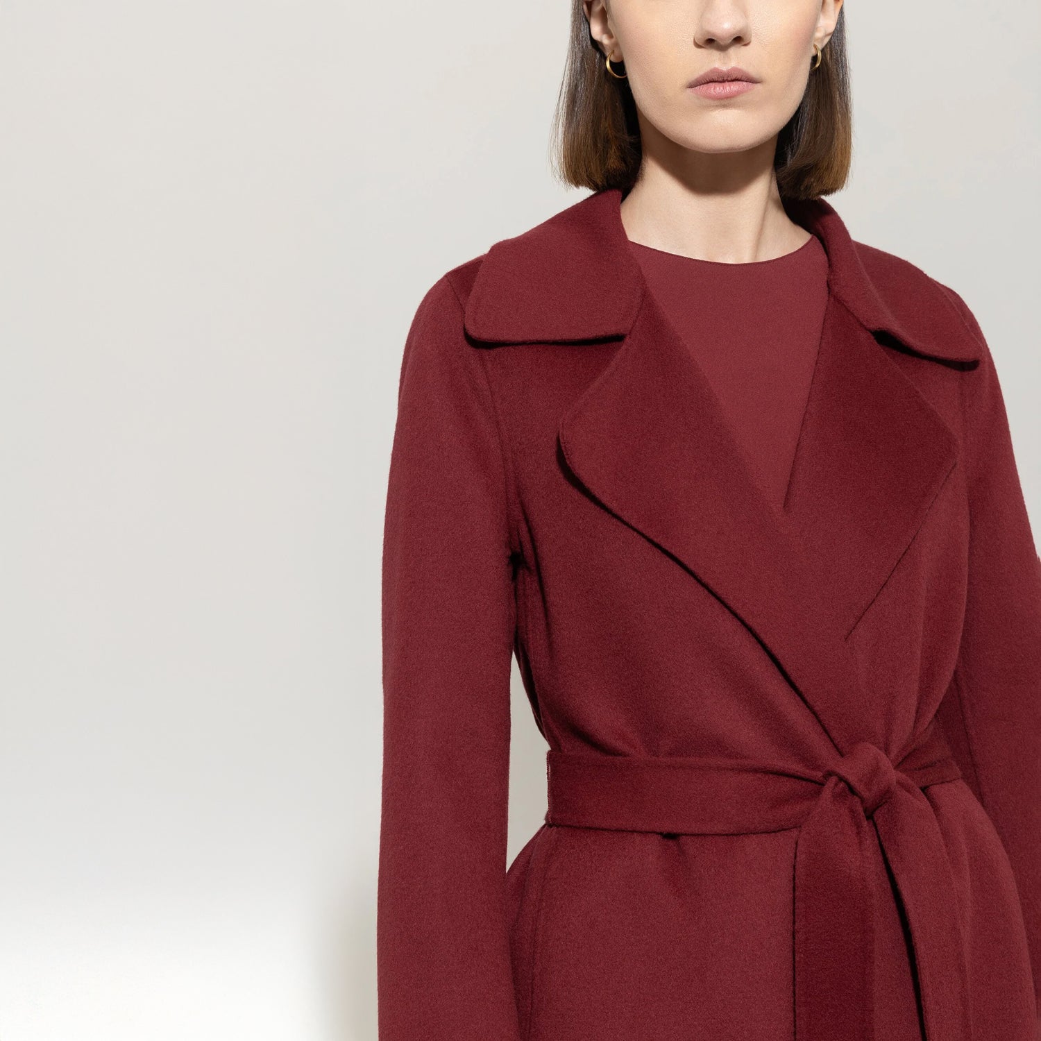 Belted Coat - Berry Red