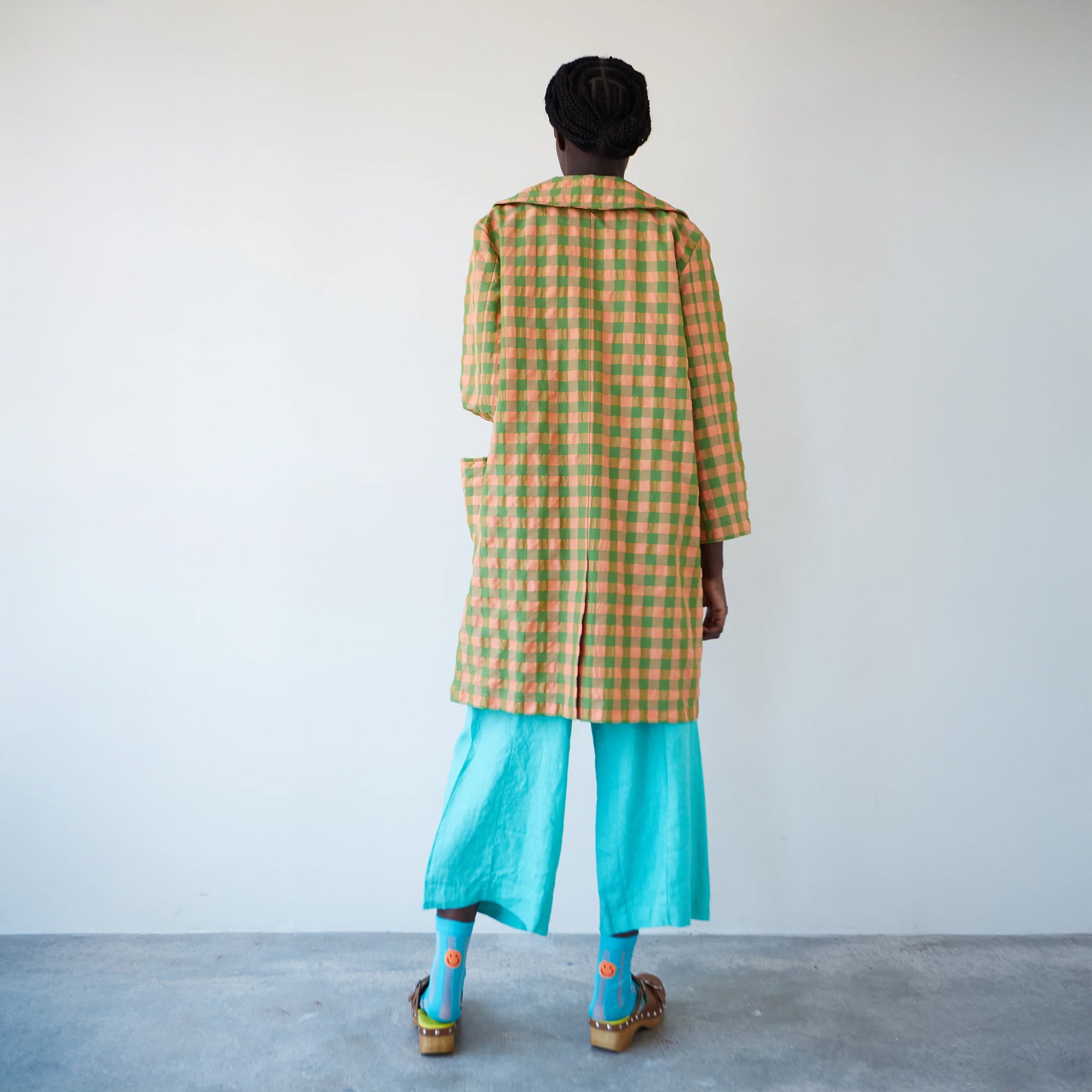 Billy Check Peter Pan Collar Jacket - Coral