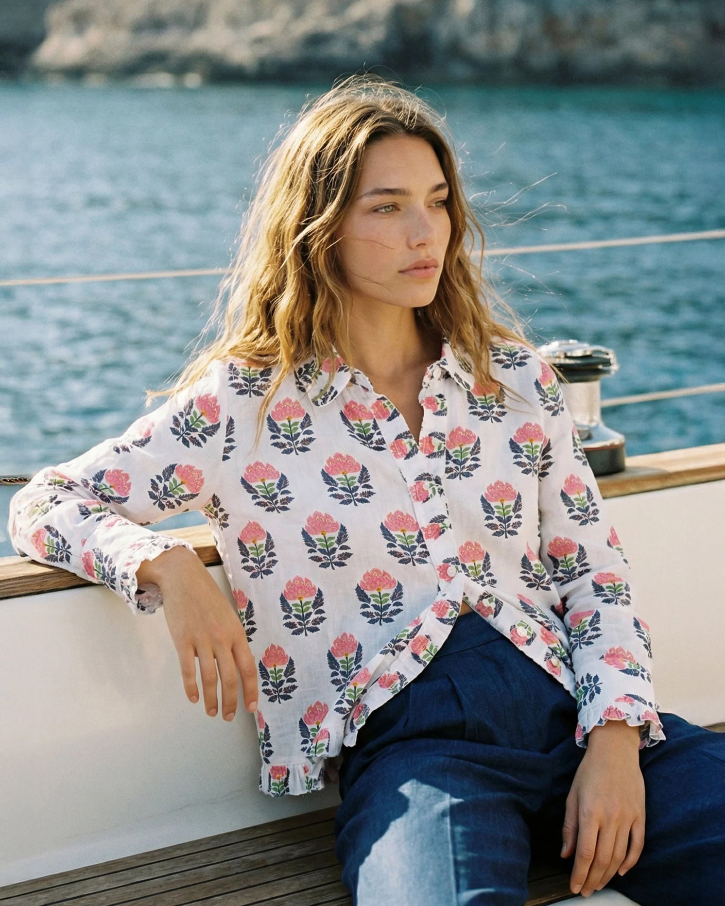 Block Print Shirt - White