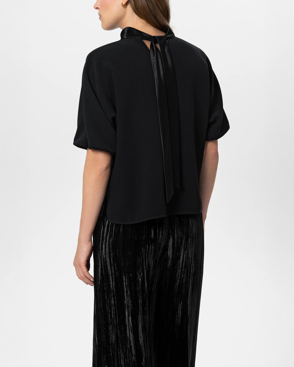 Blouse With Puff Sleeves - Deep Black
