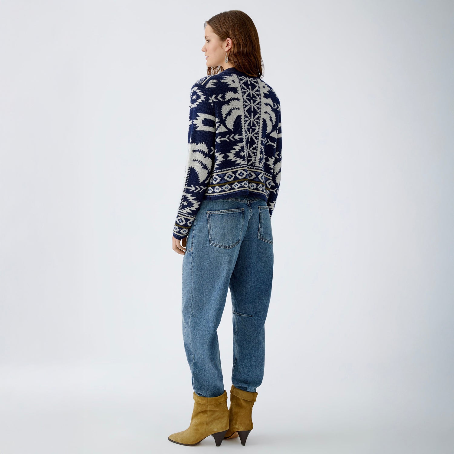 Blue White Knitted Fringed Cardi - Blue White