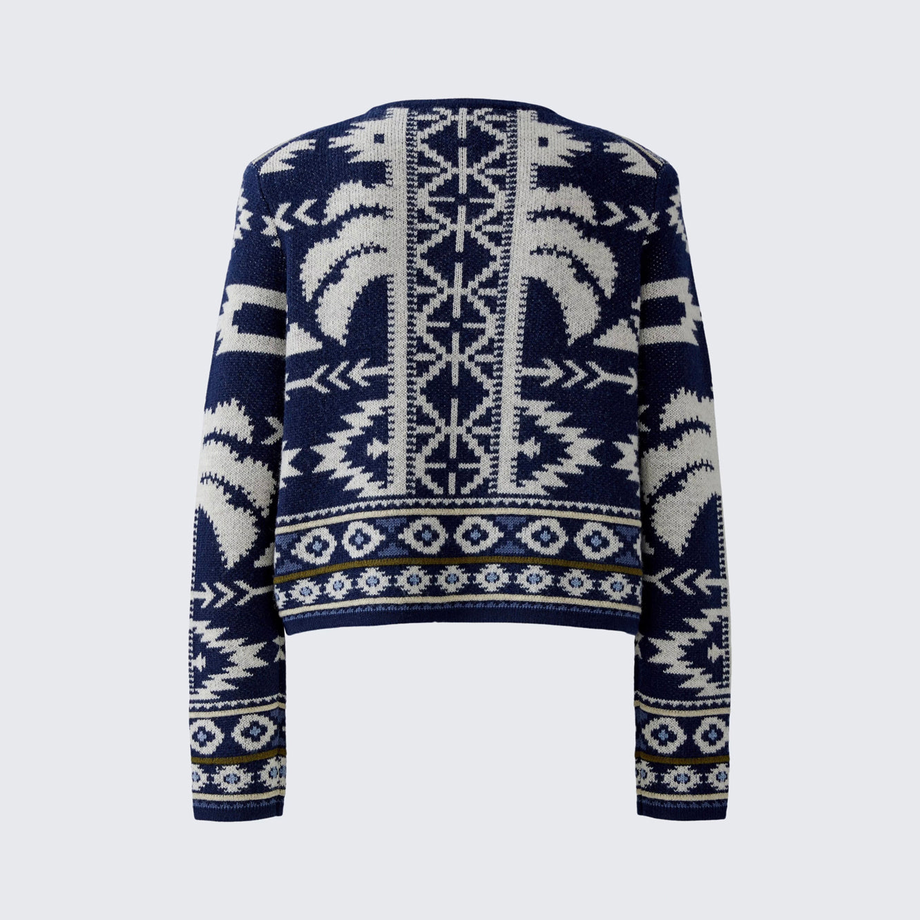 Blue White Knitted Fringed Cardi - Blue White