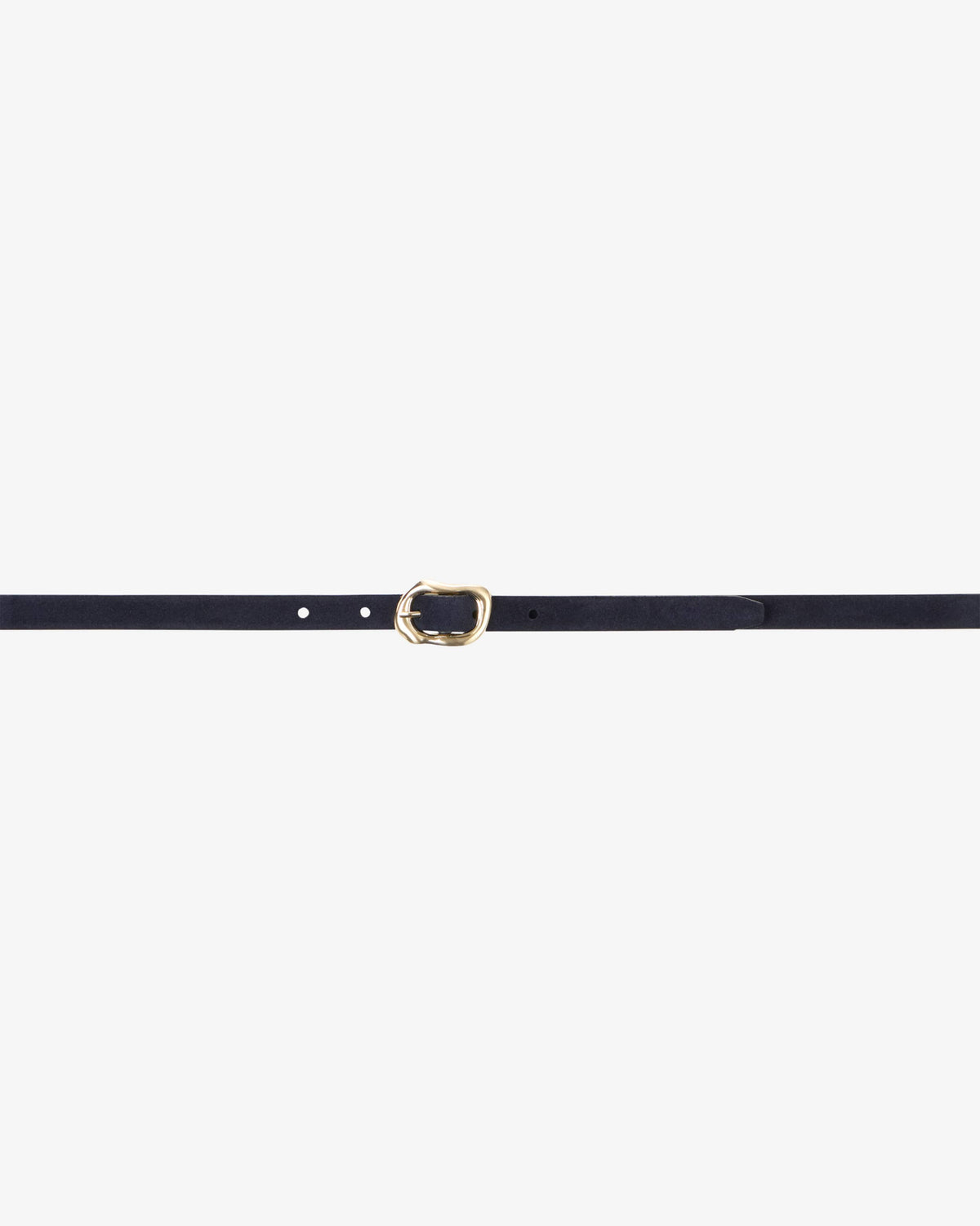 Suede Small Gold Buckle Belt - Navy