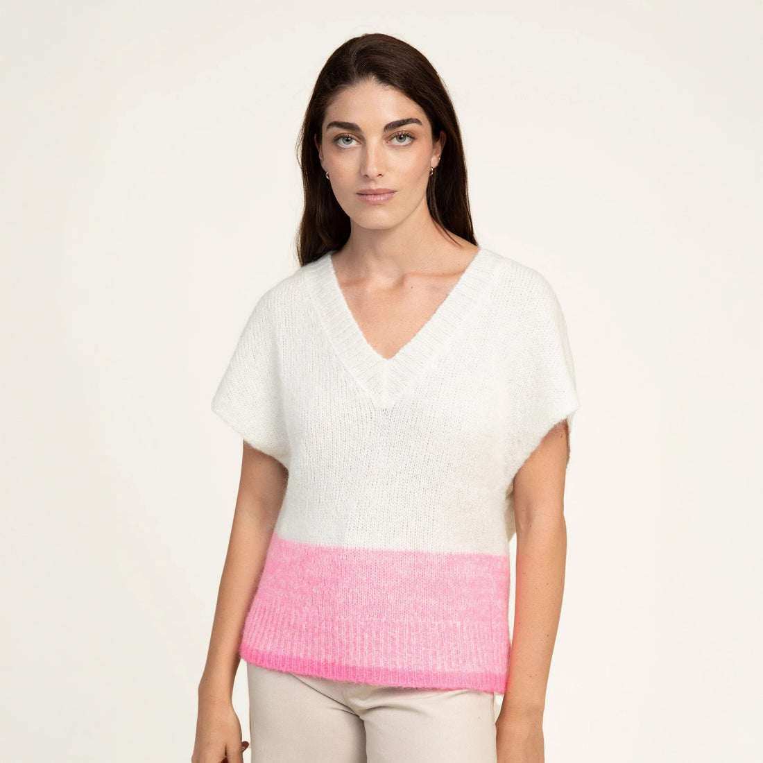 Brayton Contrast Hem Knit Tank - Rose Fluo