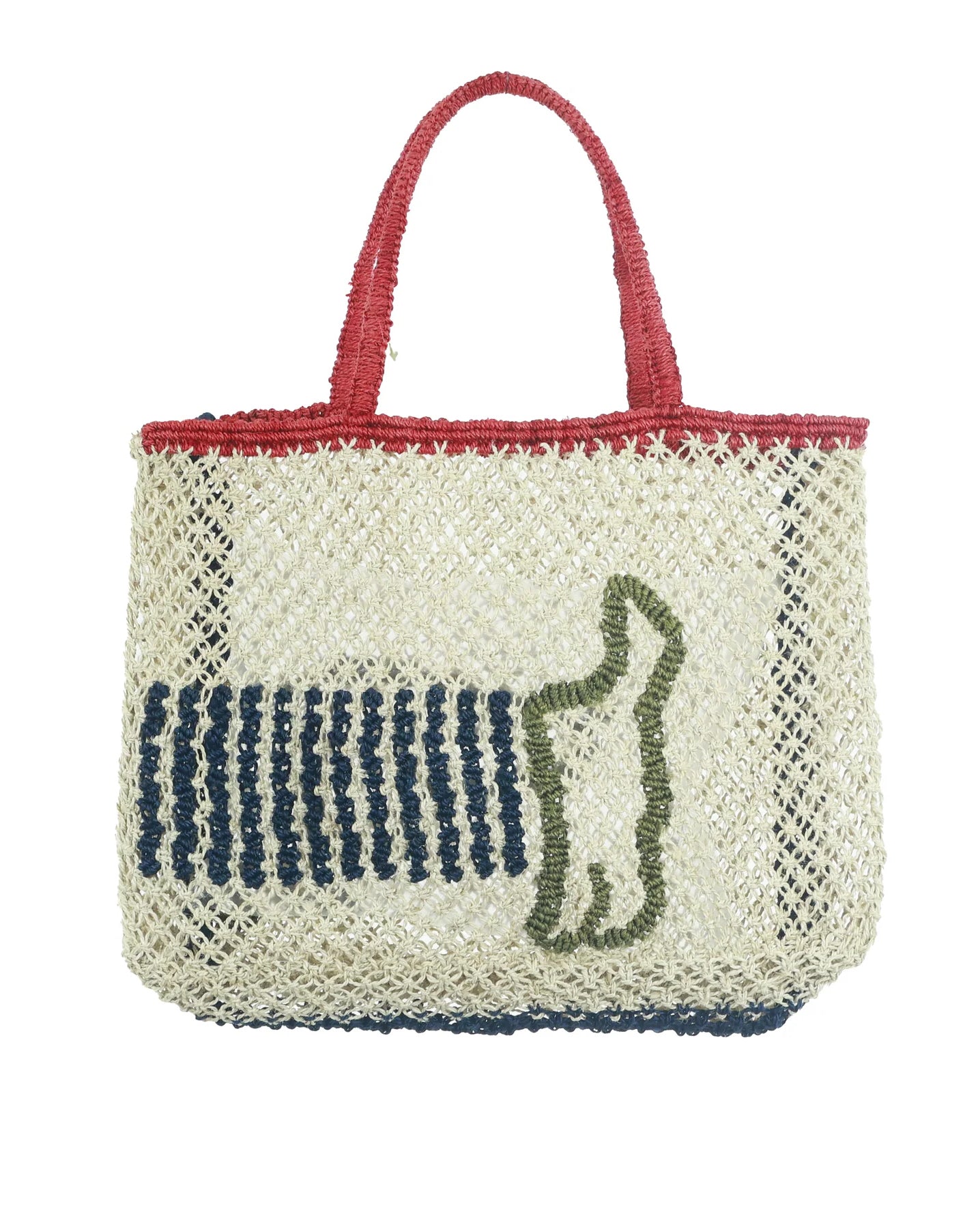 Breton Dog Small Jute Bag - Navy