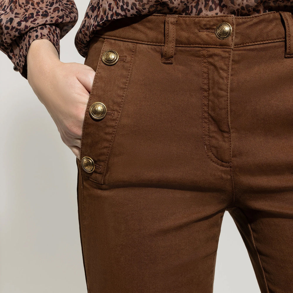 Button Detail Trouser - Walnut