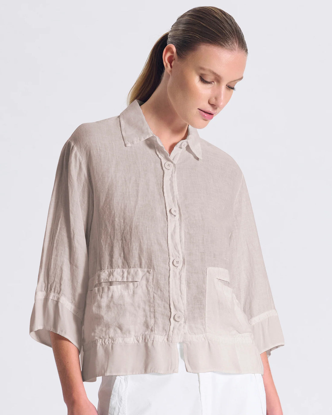 Linen Mix Pocket Jacket - Rope