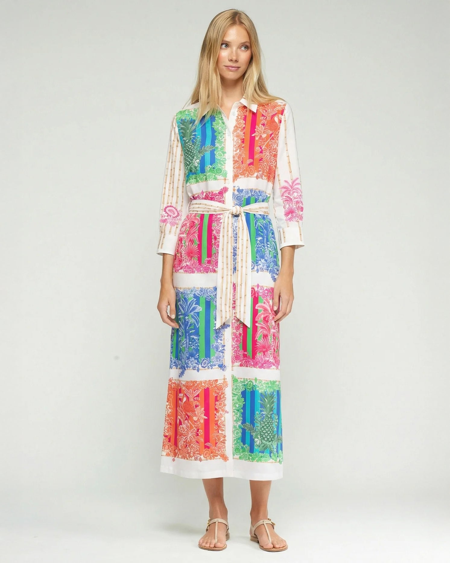 Camisero Postcard Printed Shirt Dress - Multi