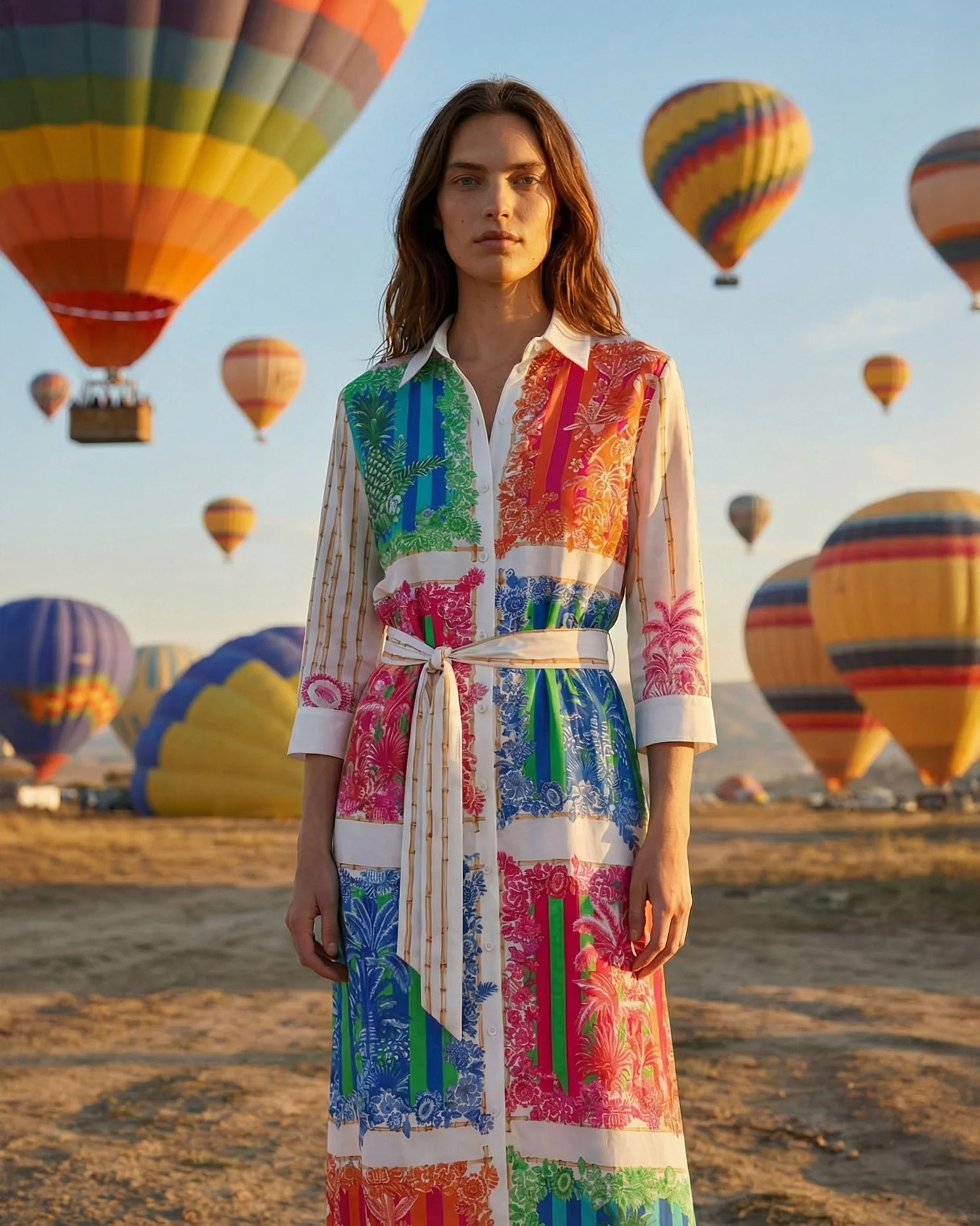 Camisero Postcard Printed Shirt Dress - Multi