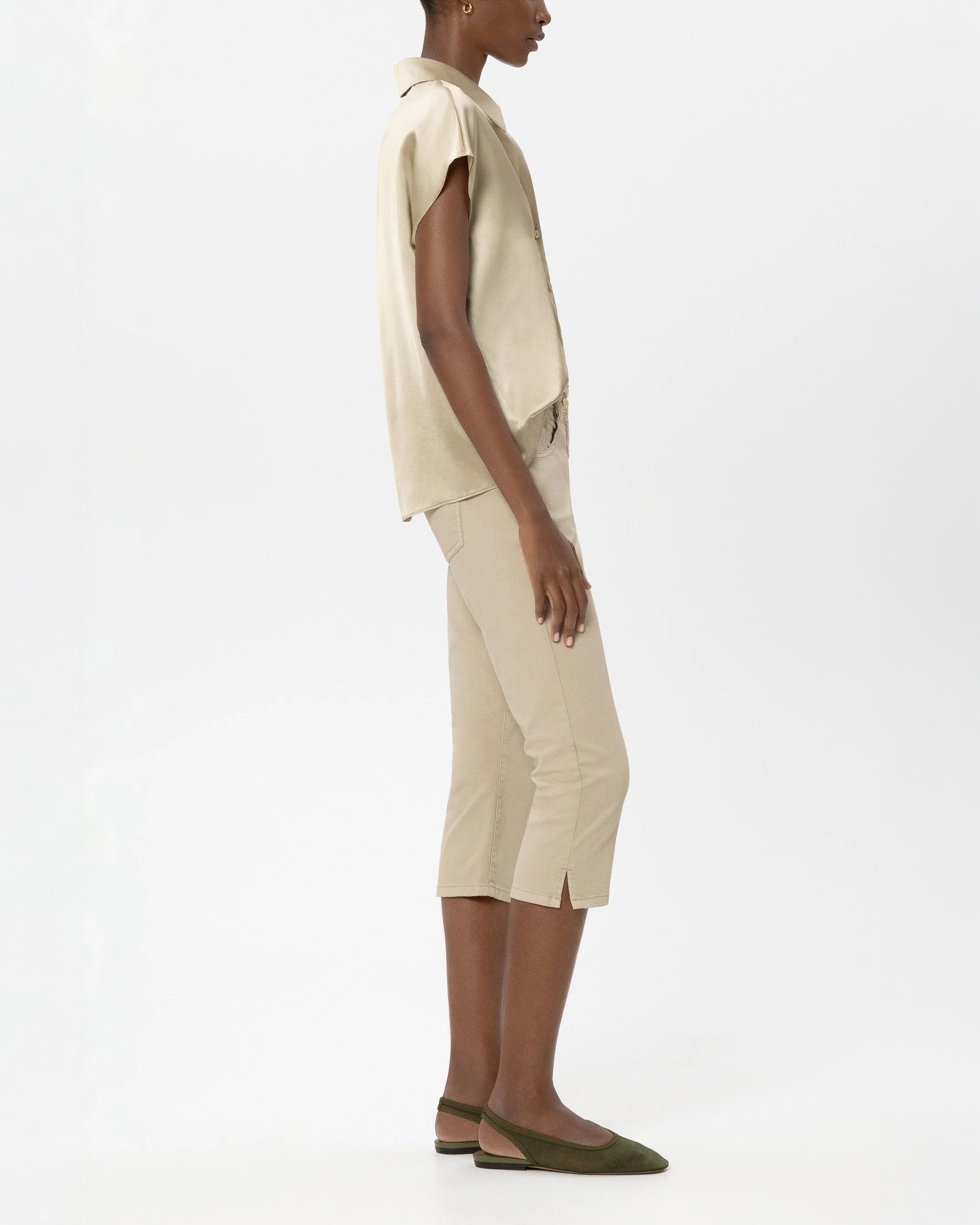 Capri Denim Trousers - Sand