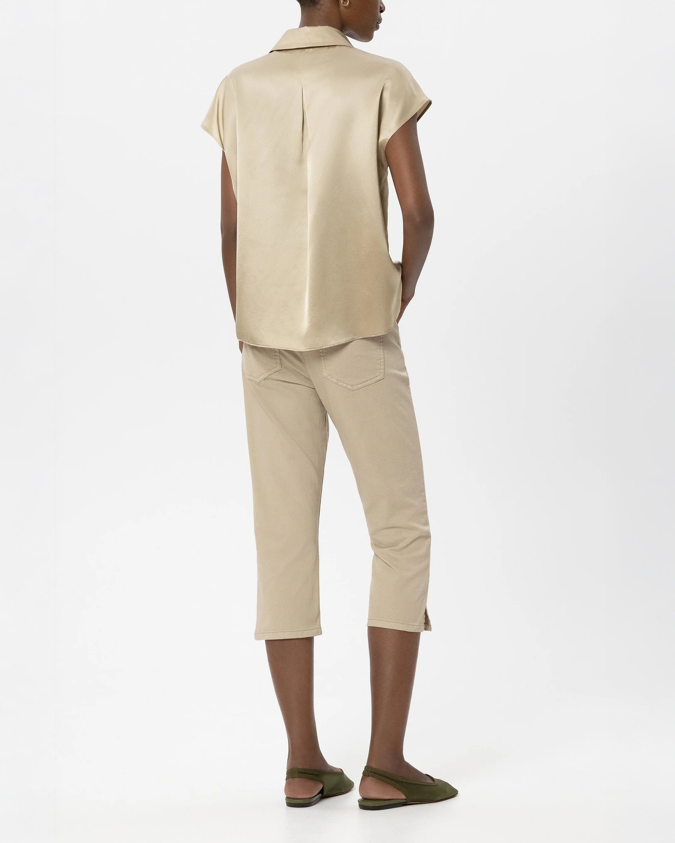 Capri Denim Trousers - Sand