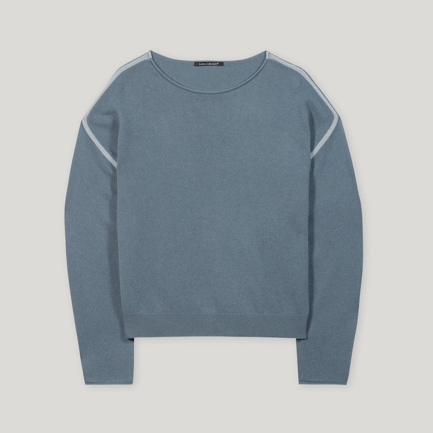 Cashmere Blend Seam Detail Knit - Greyish Blue