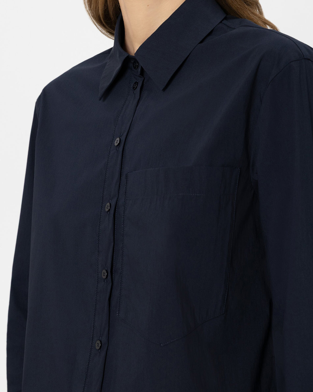Cashmere/Silk Polo Shirt With Removable Collar - Smoky Blue