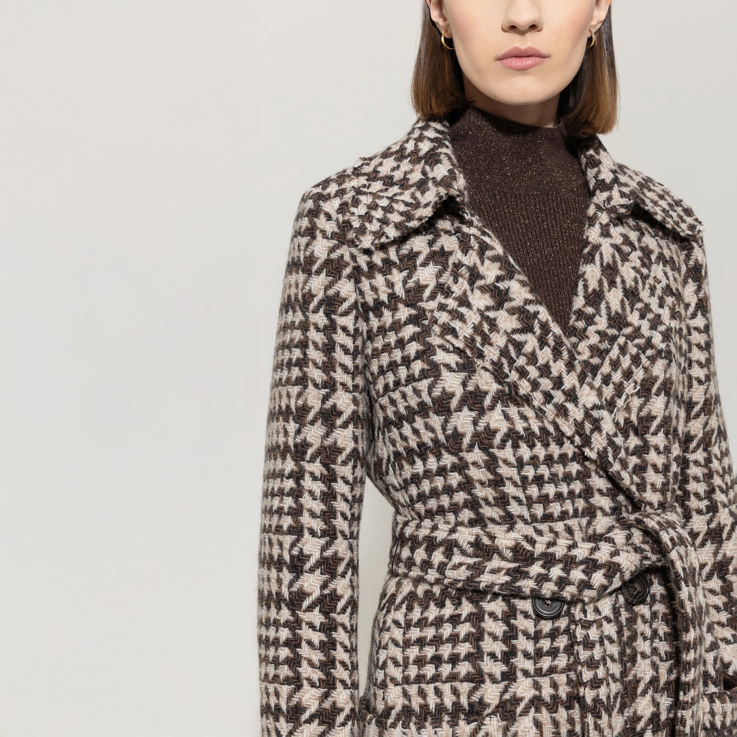 Check Coat - Brown