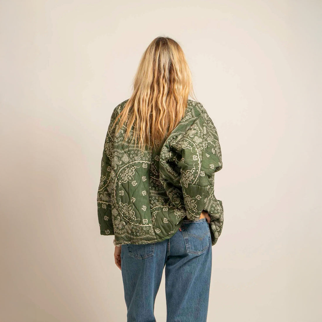 Chicago Bandana Print Jacket - Khaki