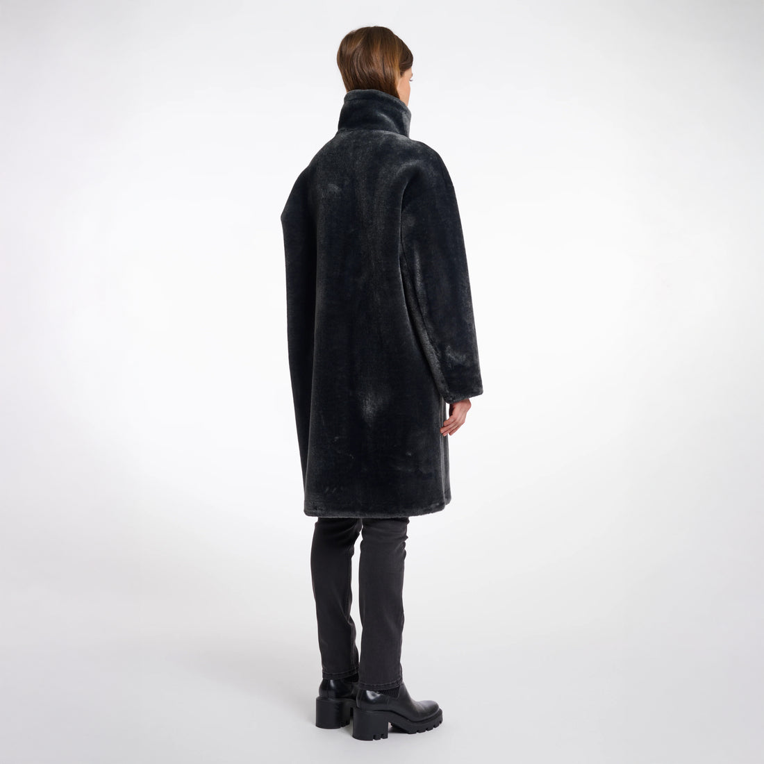 Cilou High Neck Coat - Deep Iron