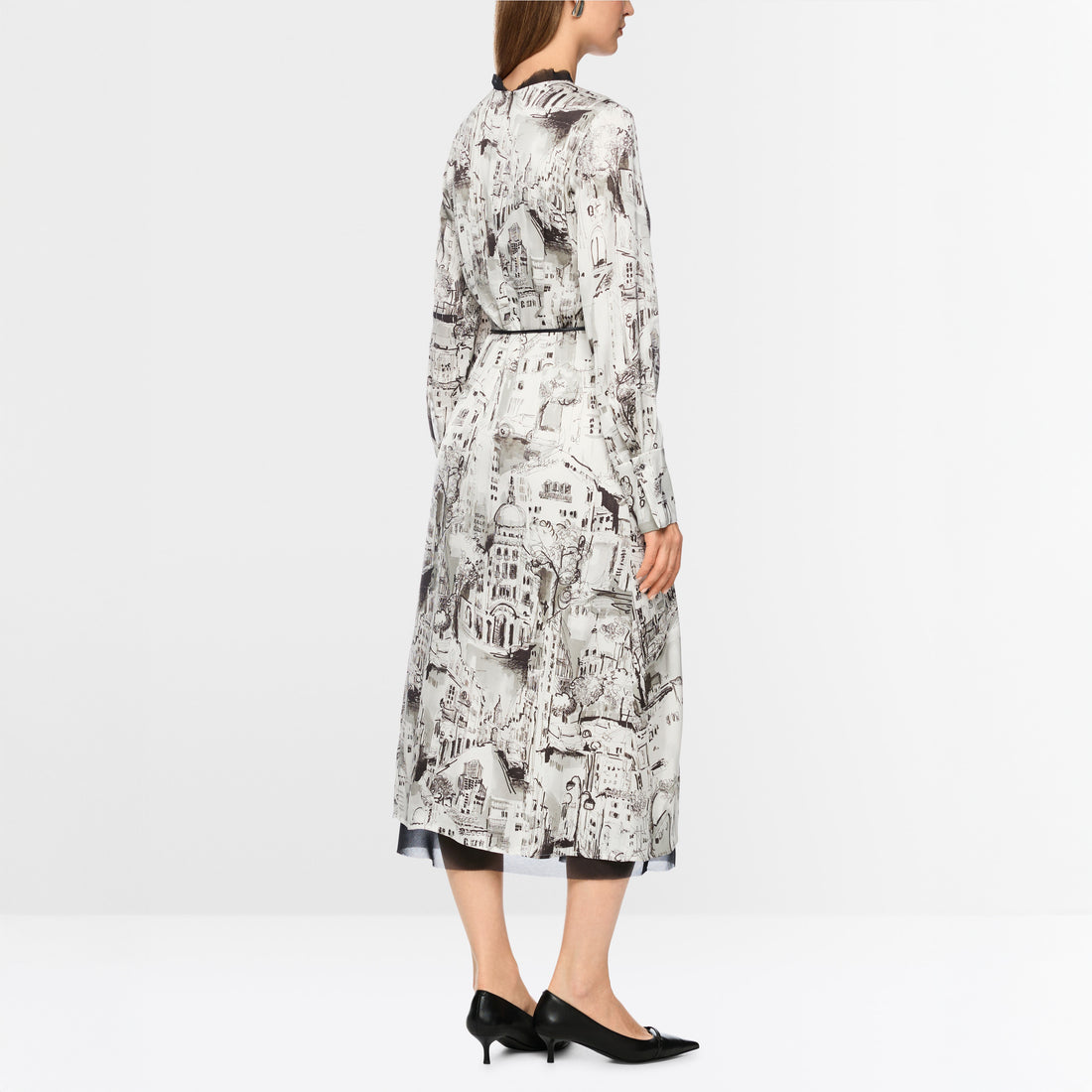 City Art Print Long Dress - Smoke
