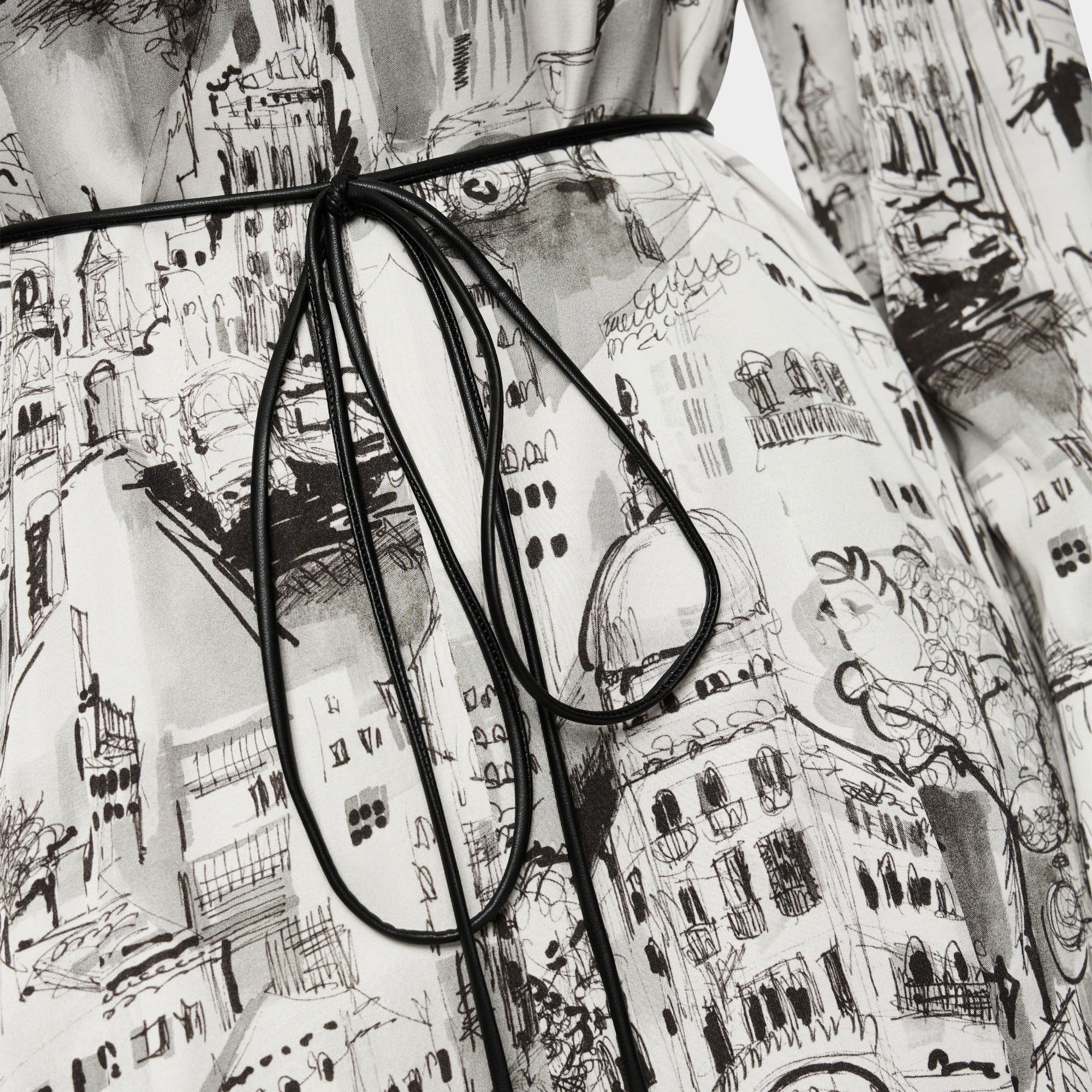 City Art Print Long Dress - Smoke