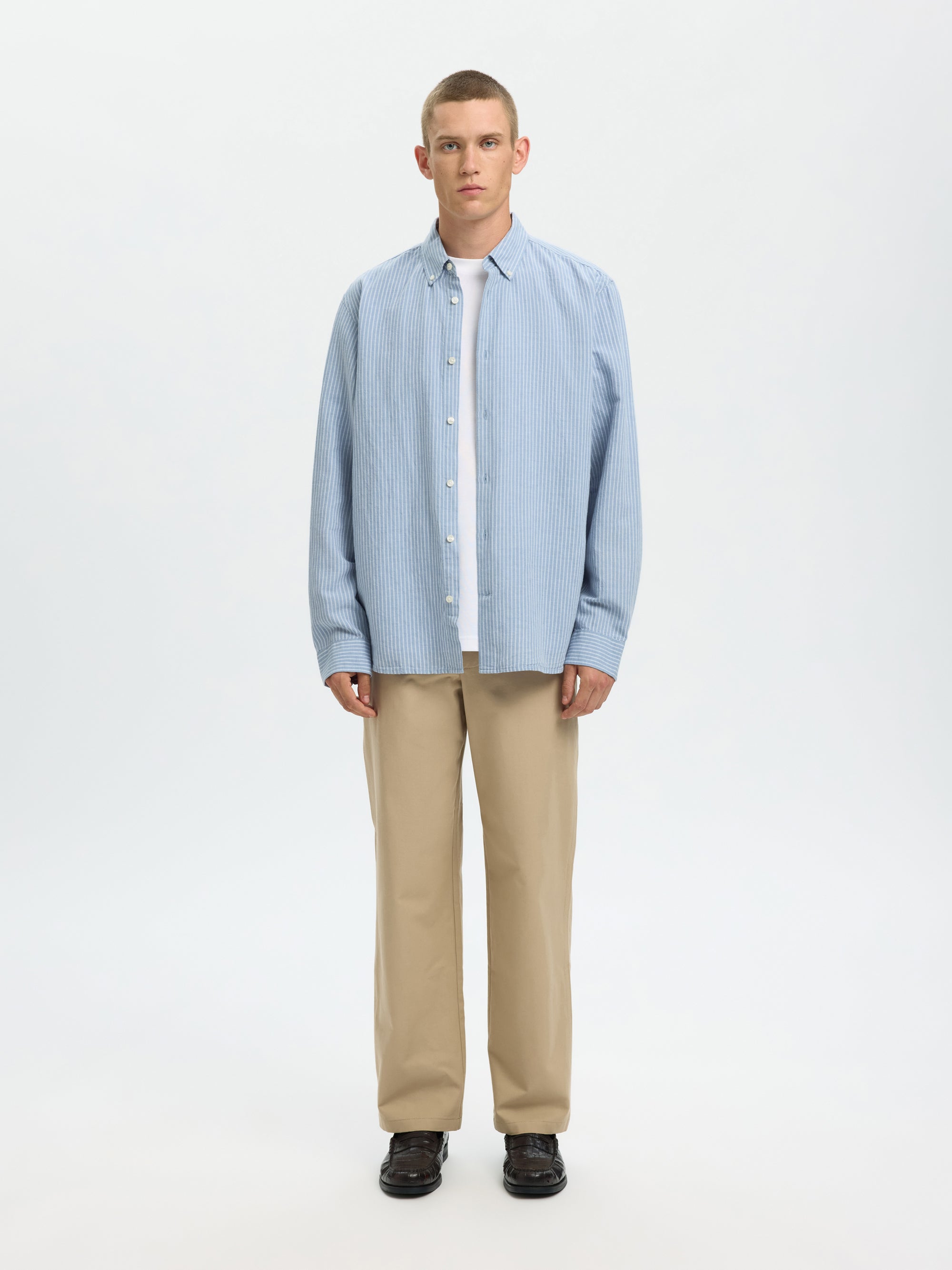 Clay Linen blend Long Sleeve Shirt - Dusty Blue