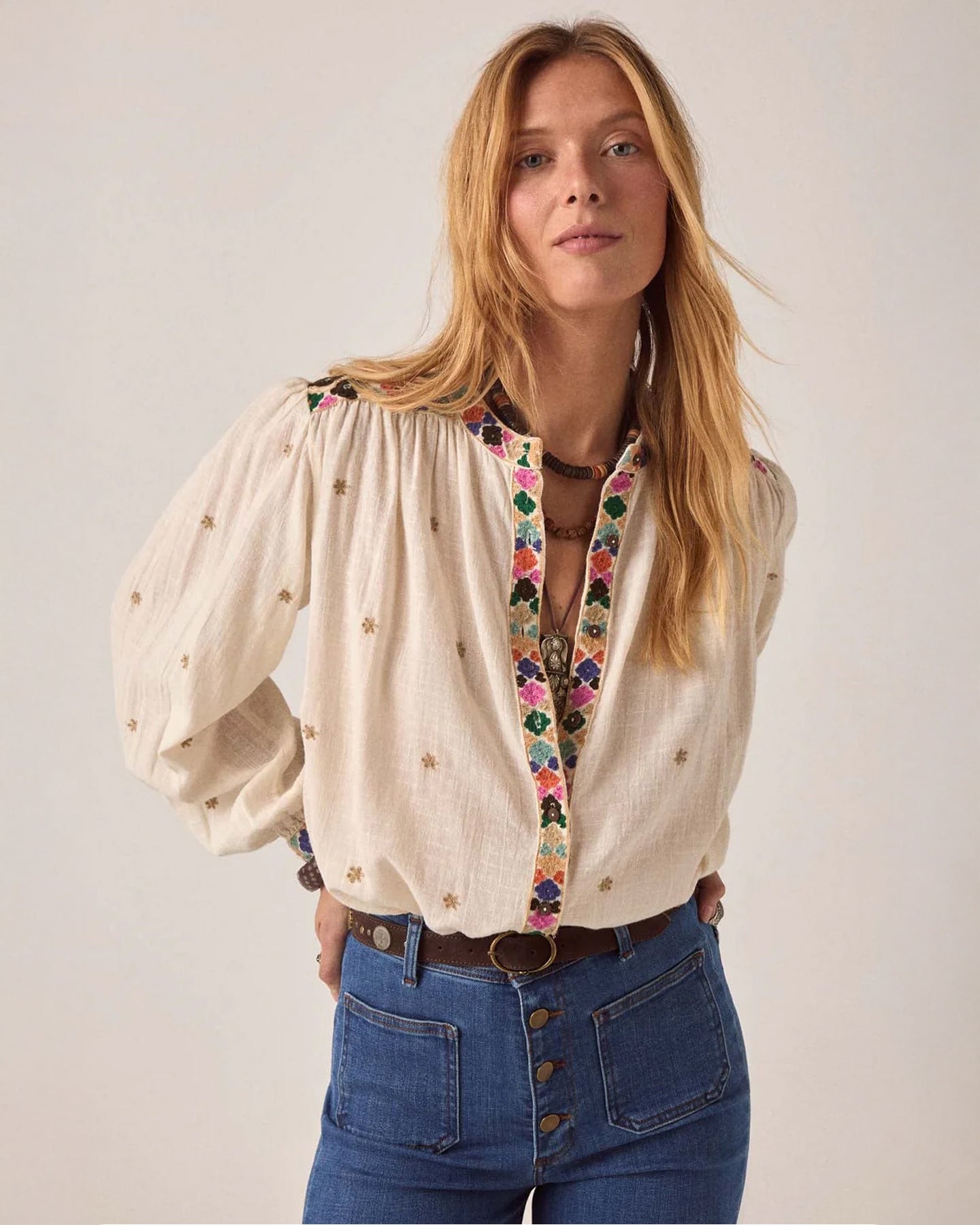 Cleo Cheesecloth Blouse - White