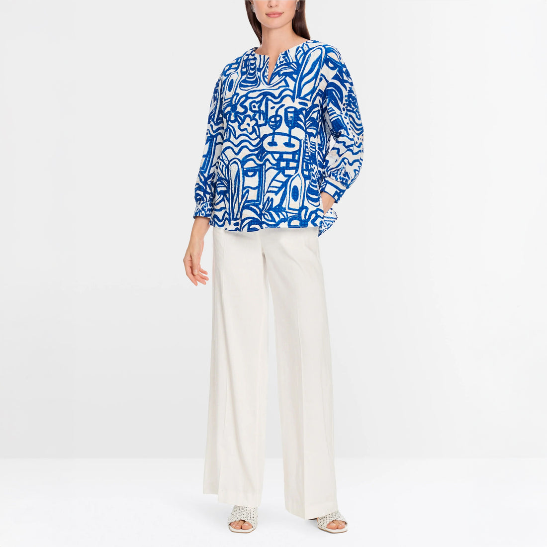 Cotton Print Top - Vivid Blue