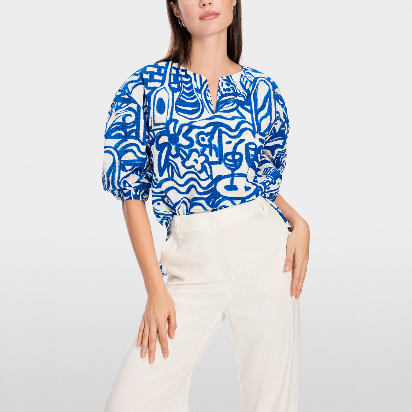 Cotton Print Top - Vivid Blue