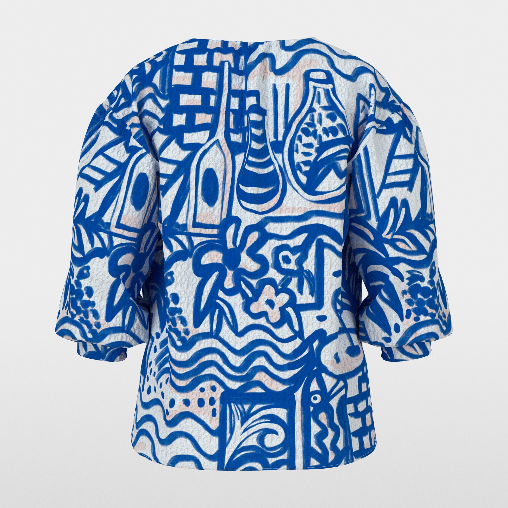 Cotton Print Top - Vivid Blue