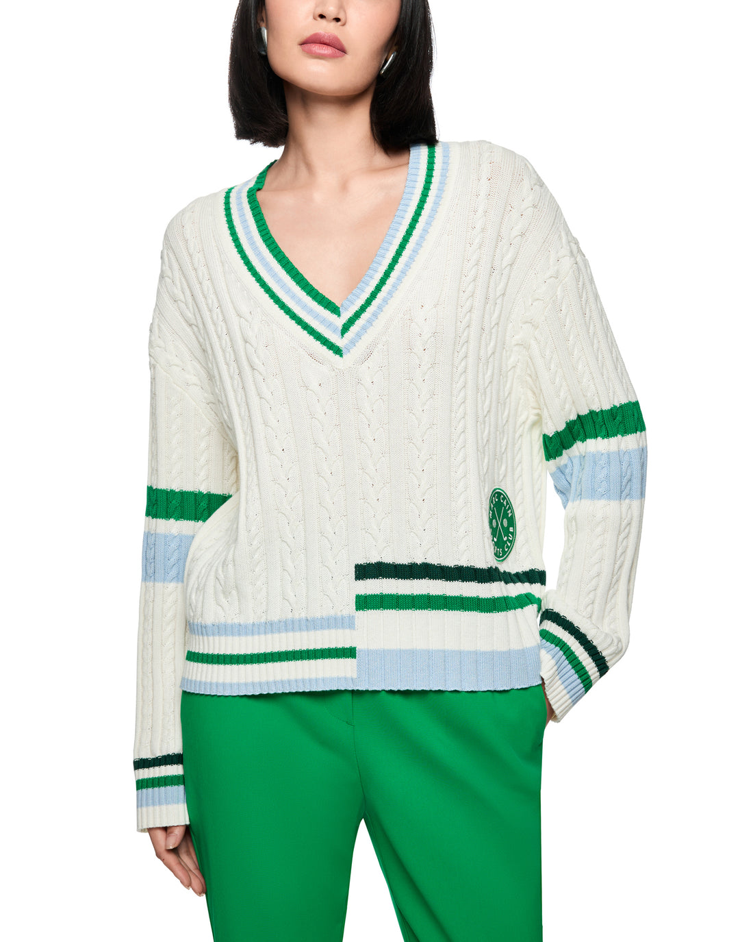 Cricket Jumper - White Green