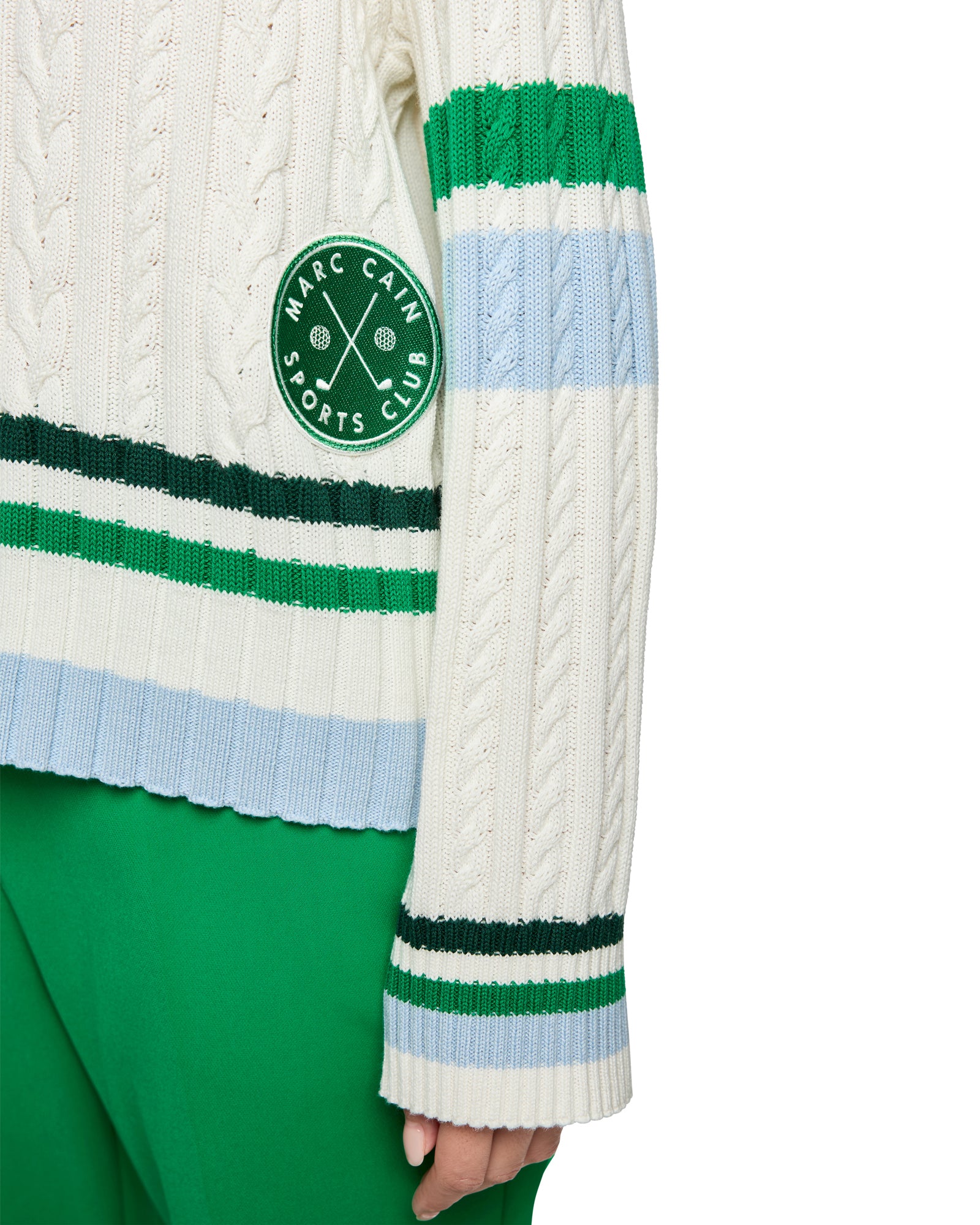 Cricket Jumper - White Green