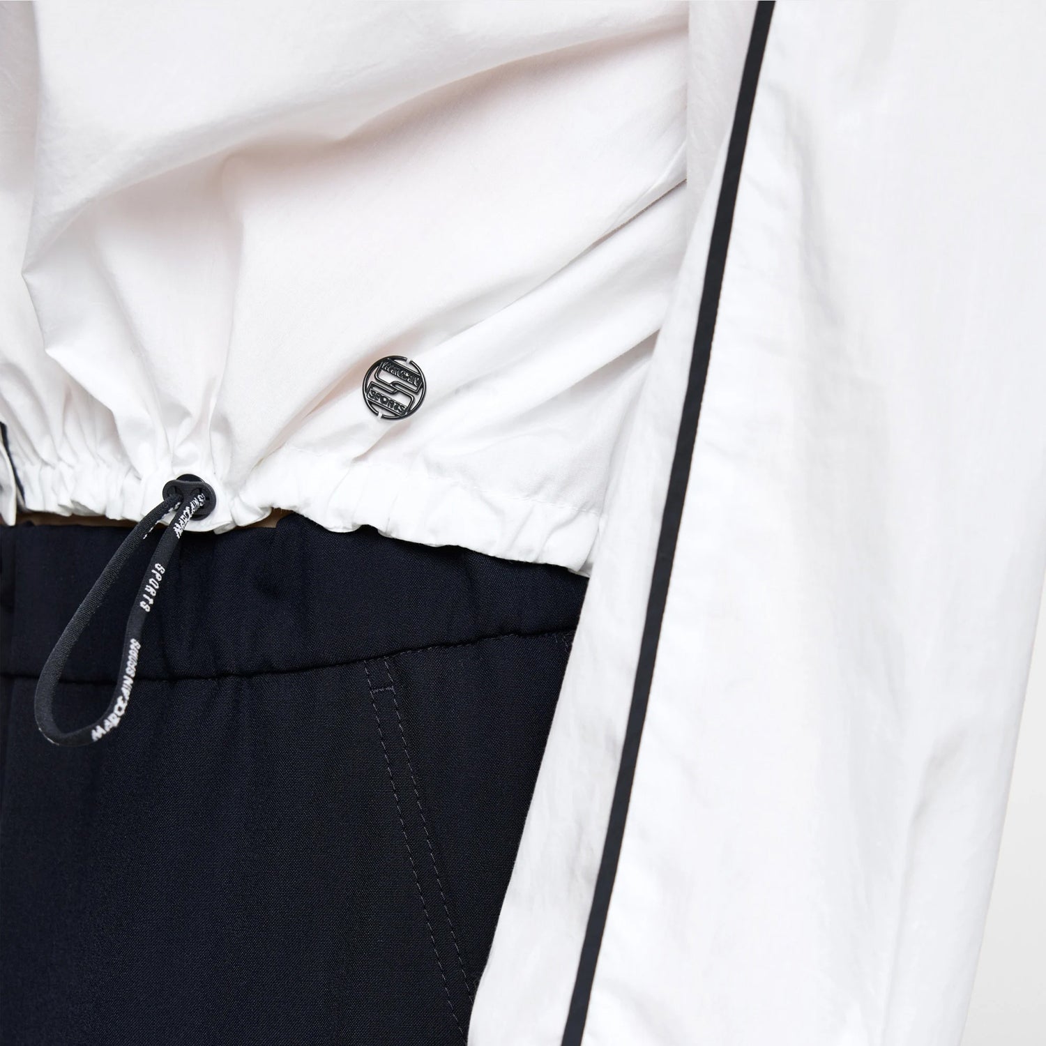 Cropped Piped Cotton Shirt - White