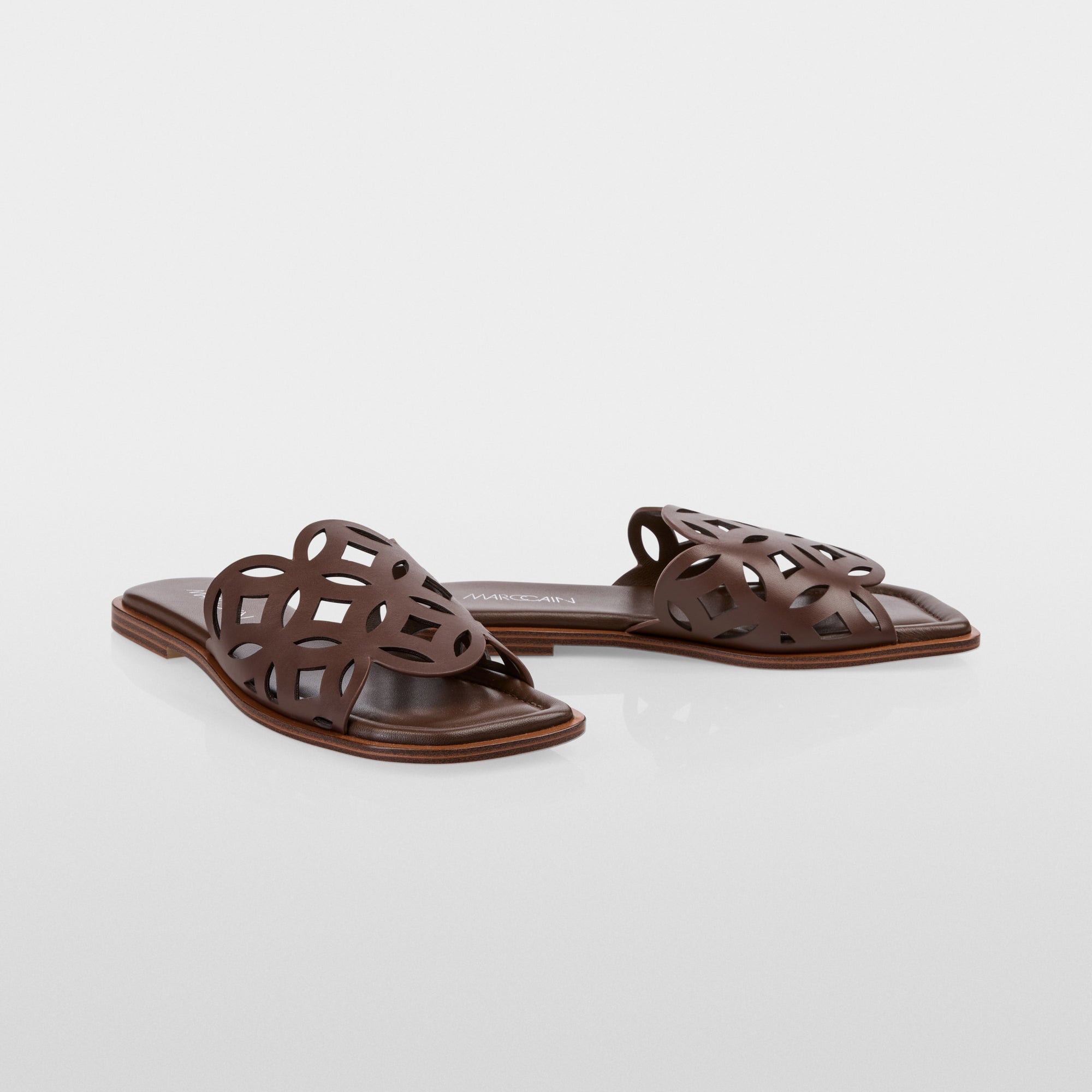Cut Out Leather Slider - Deep Wood