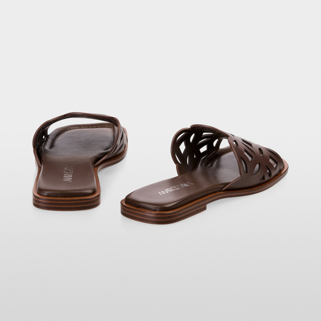 Cut Out Leather Slider - Deep Wood