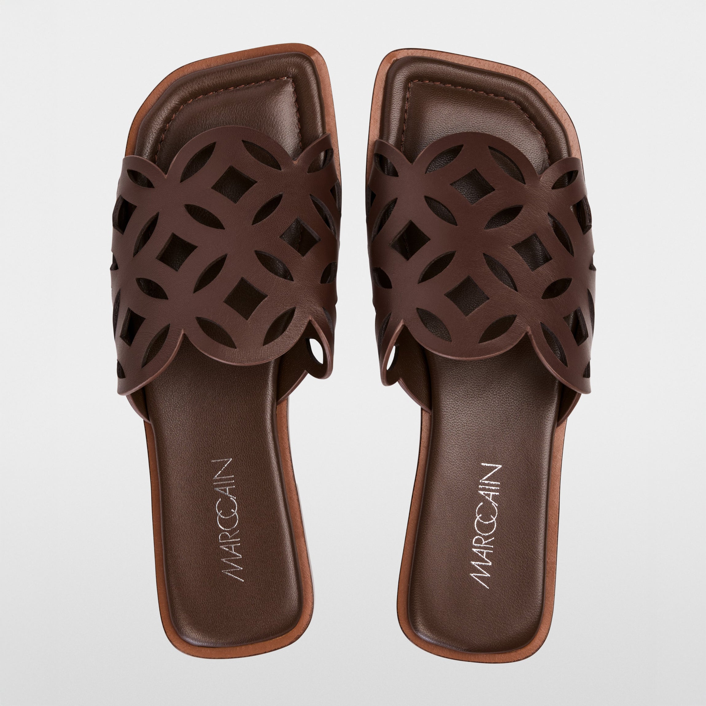 Cut Out Leather Slider - Deep Wood